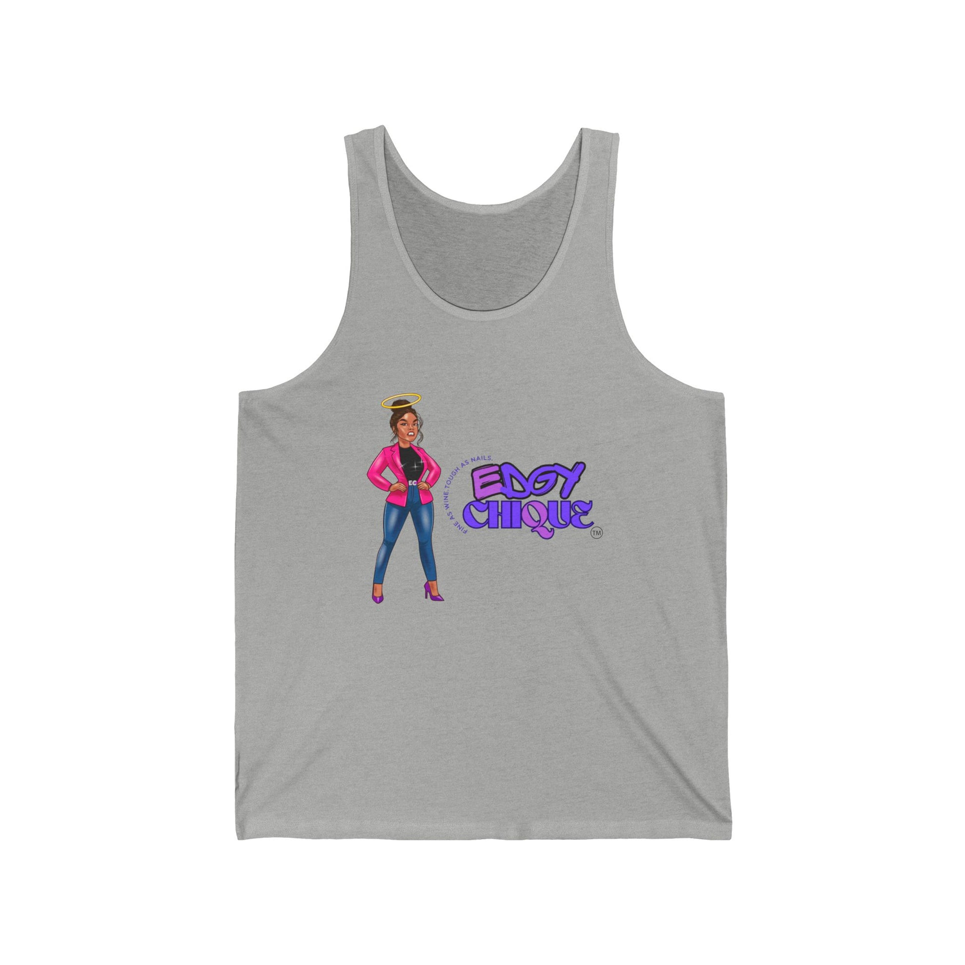 Edgy Chique Unisex Jersey Tank - Fun & Stylish Graphic Tank Top for Everyday Wear