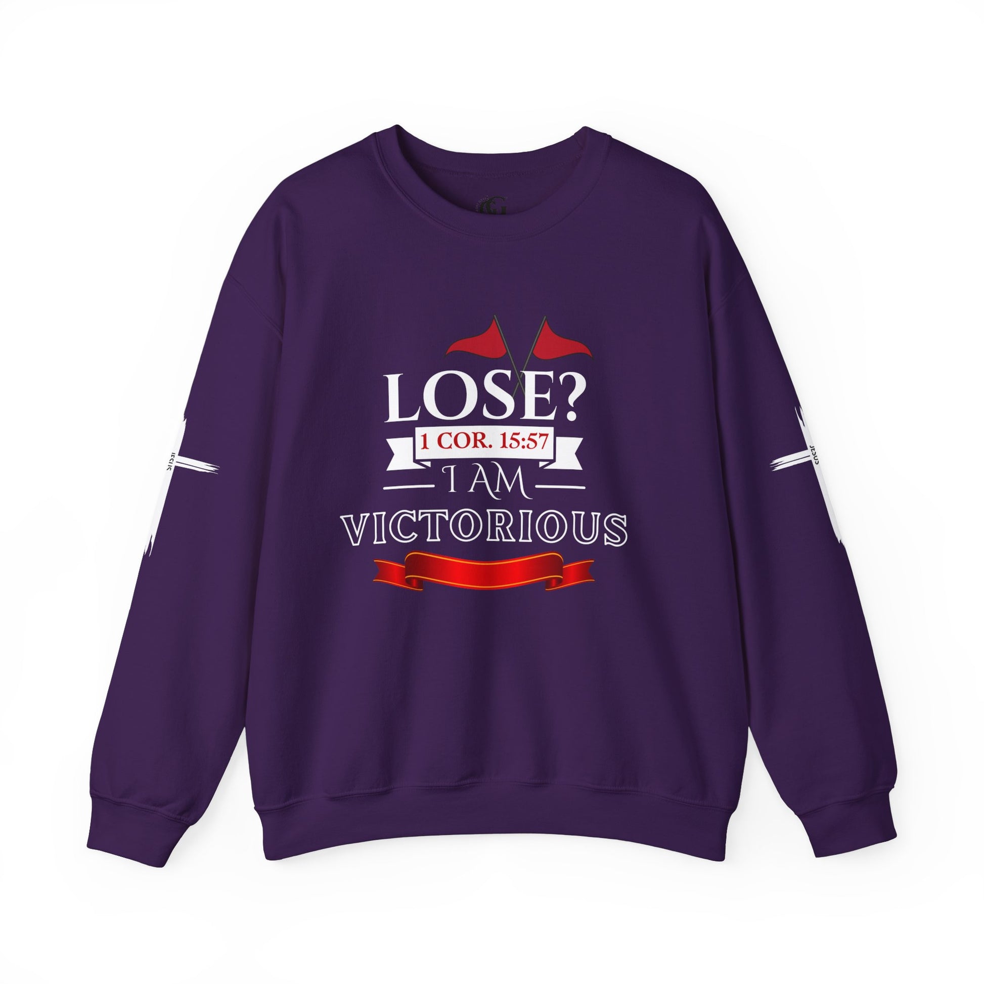 Inspirational Crewneck Sweatshirt - I AM VICTORIOUS 1 COR. 15:57 | Faith & Victory Apparel