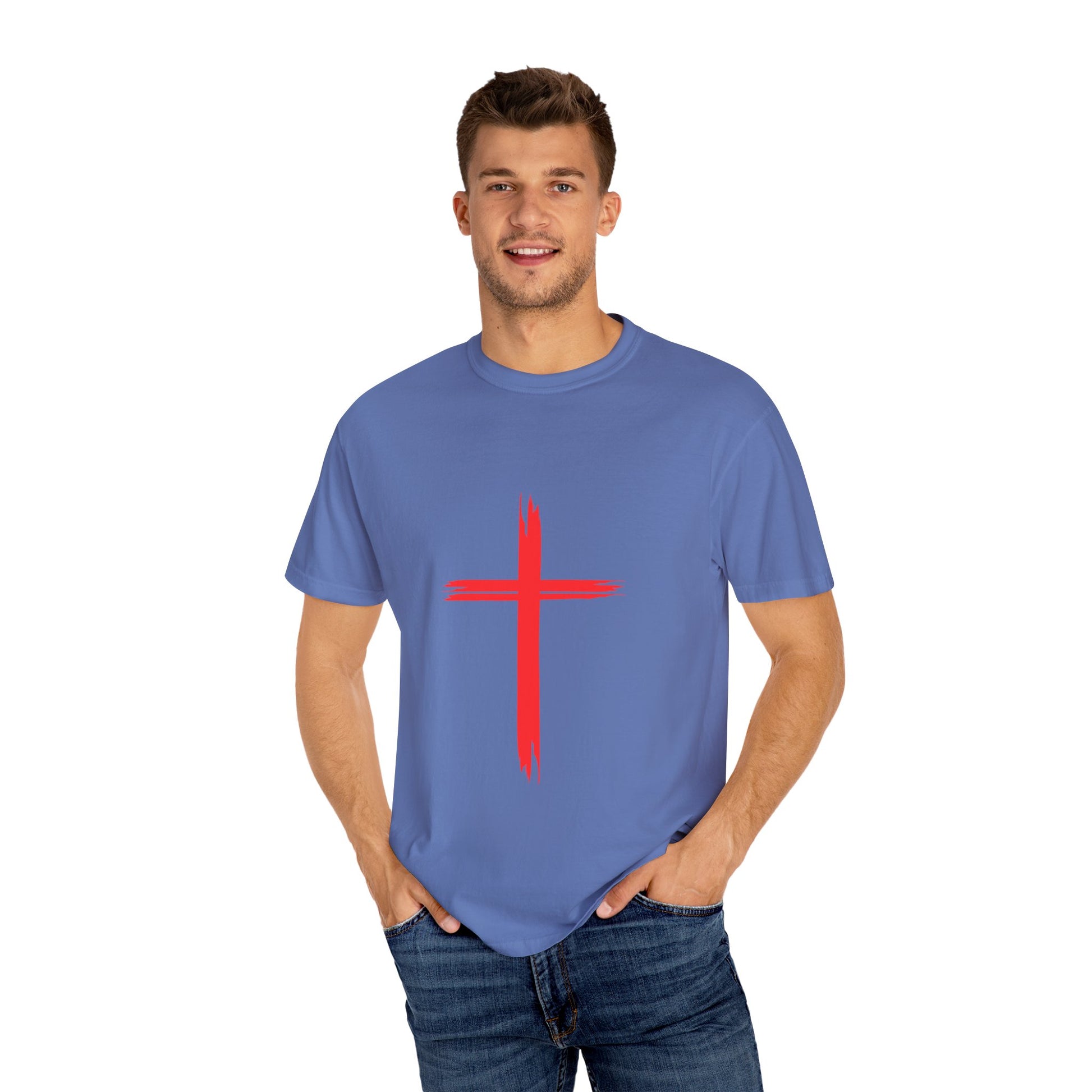 Faith & Love Graphic T-Shirt - Unisex Garment-Dyed with Cross and 316 Heart Design