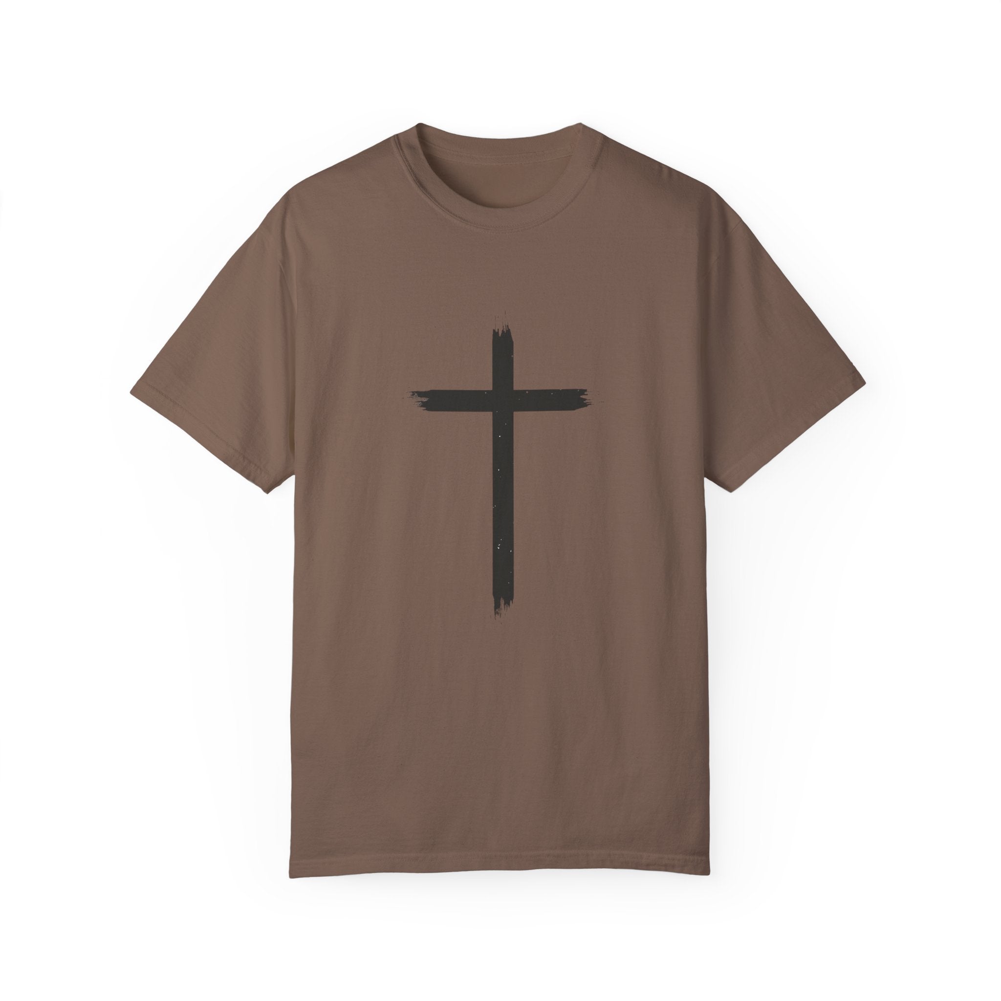 Collection of Unisex Garment-Dyed T-Shirt with Cross Design - Faith-Inspired Apparel in a gallery layout