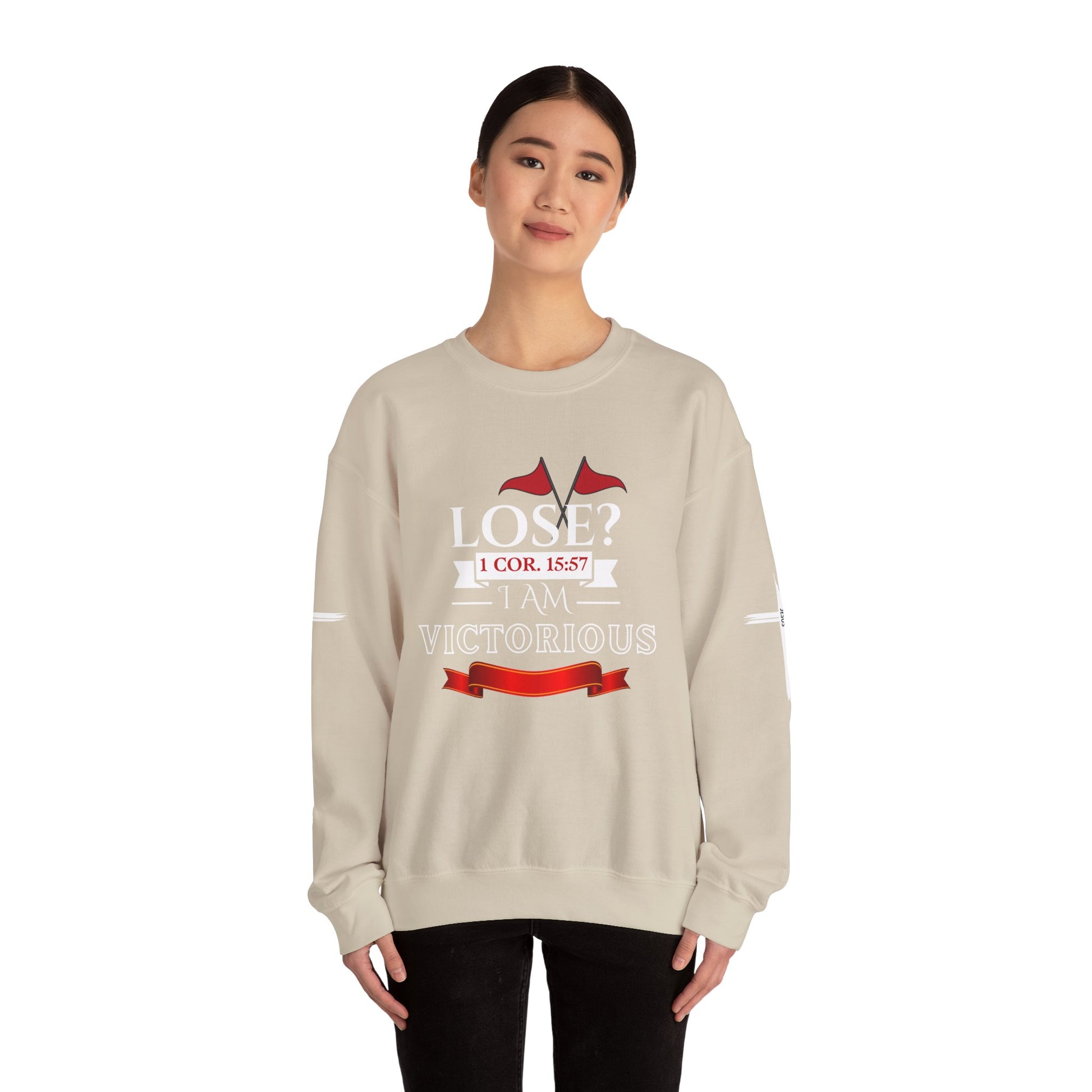 Inspirational Crewneck Sweatshirt - I AM VICTORIOUS 1 COR. 15:57 | Faith & Victory Apparel