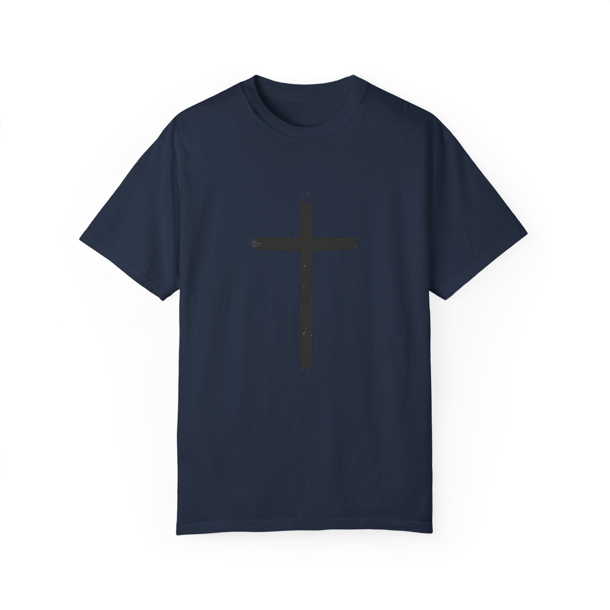 Collection of Unisex Garment-Dyed T-Shirt with Cross Design - Faith-Inspired Apparel in a gallery layout