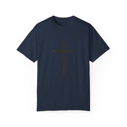 Collection of Unisex Garment-Dyed T-Shirt with Cross Design - Faith-Inspired Apparel in a gallery layout