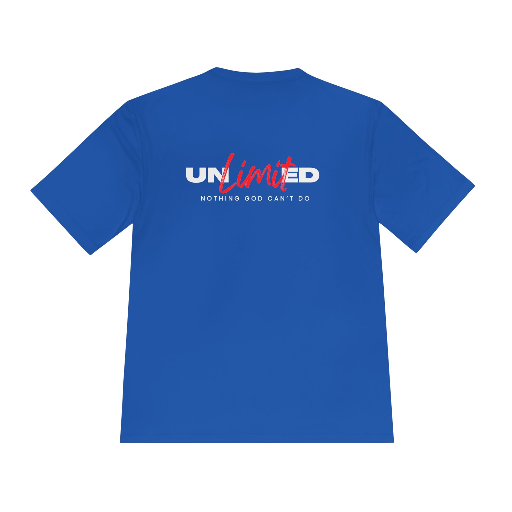 Collection of Unisex Moisture Wicking Tee - 'Unlimited' Inspirational Sportswear in a gallery layout