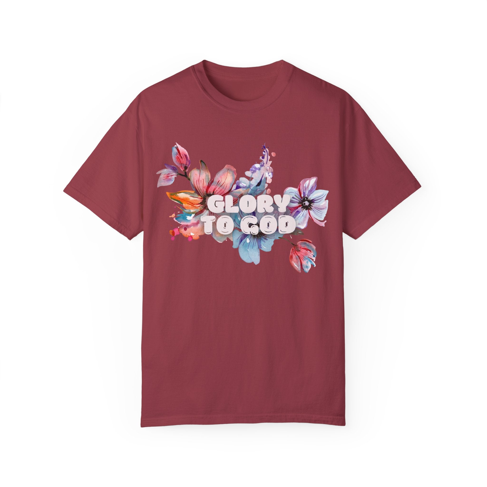 Collection of Glory to God Floral T-Shirt - Unisex Garment-Dyed Tee in a gallery layout