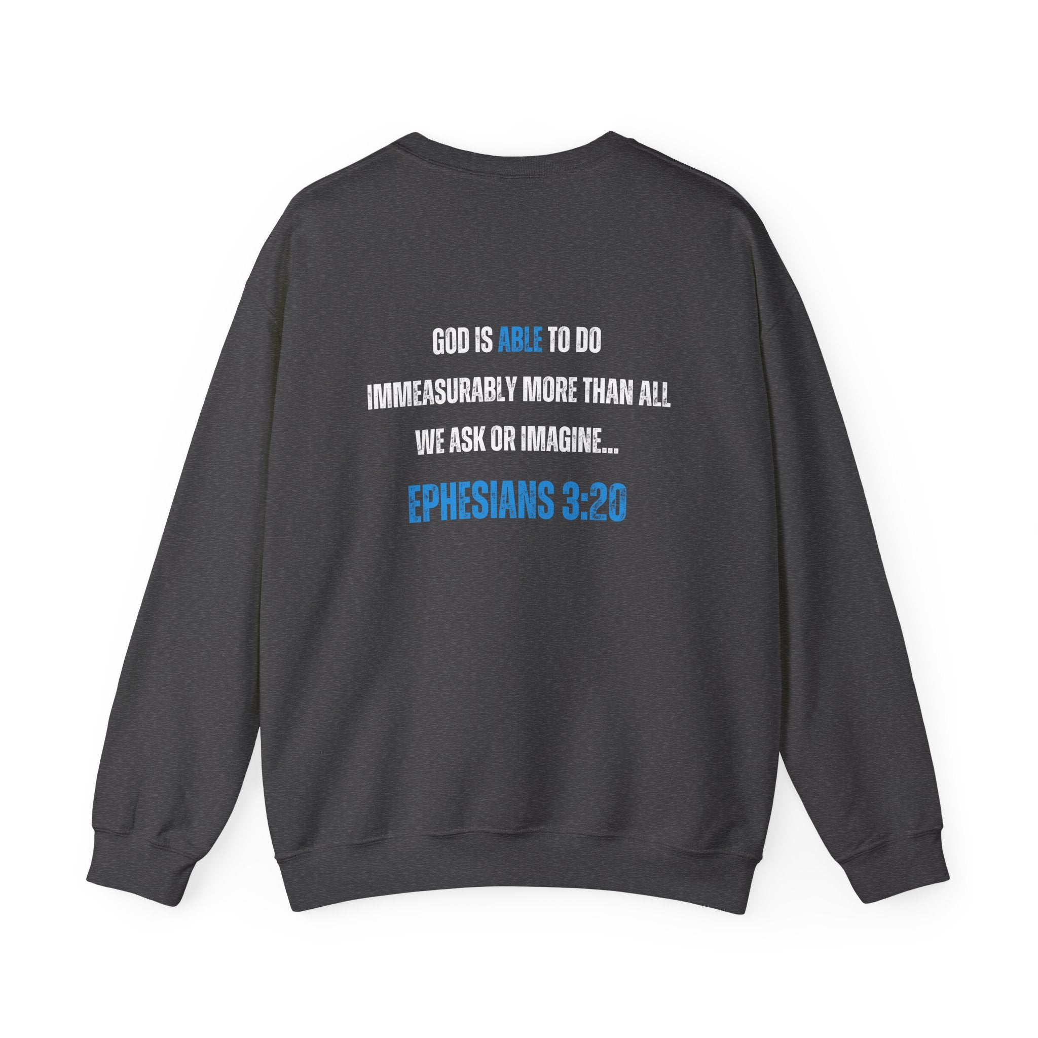 Collection of God is Able Crewneck Sweatshirt | Ephesians 3:20 in a gallery layout