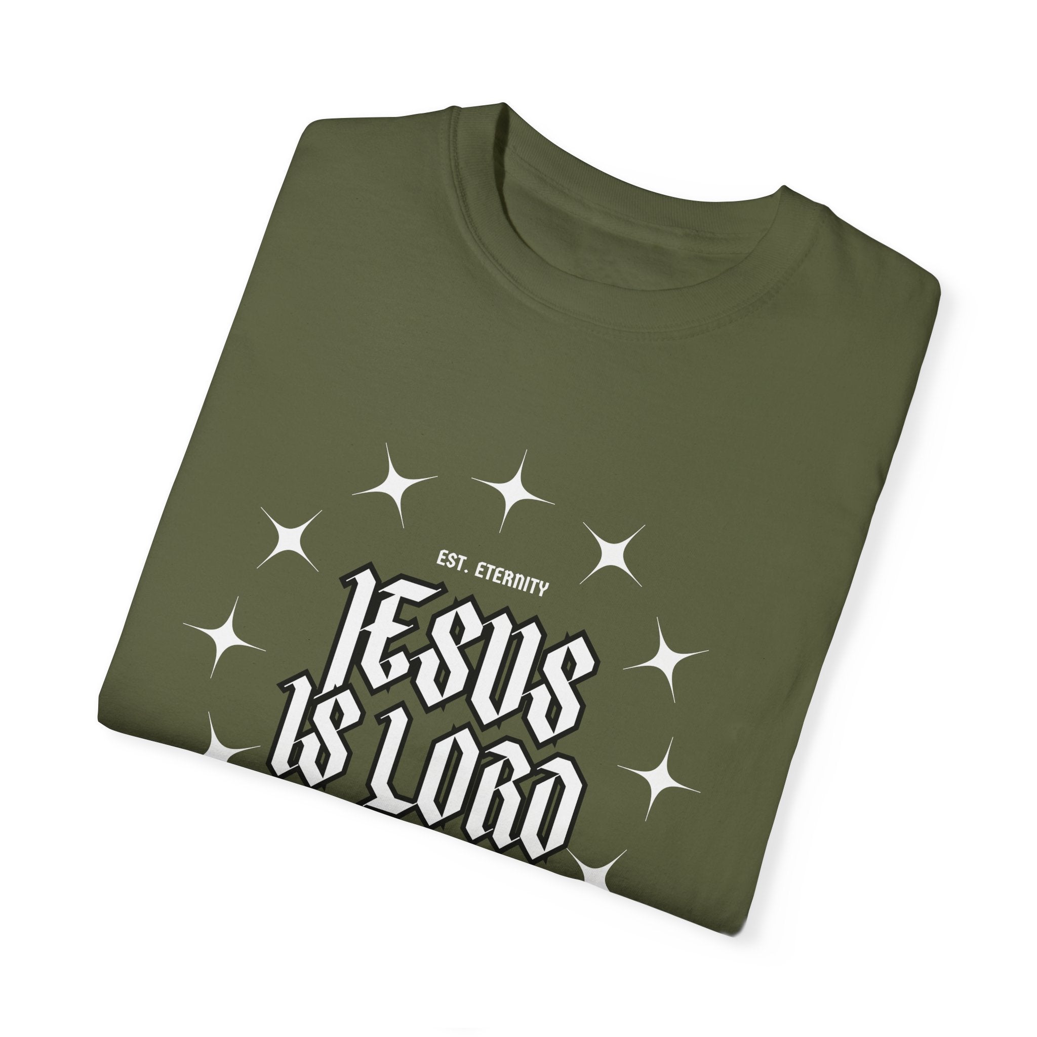 Collection of Jesus Is Lord Unisex Garment-Dyed T-Shirt - Faith-Inspired Apparel in a gallery layout