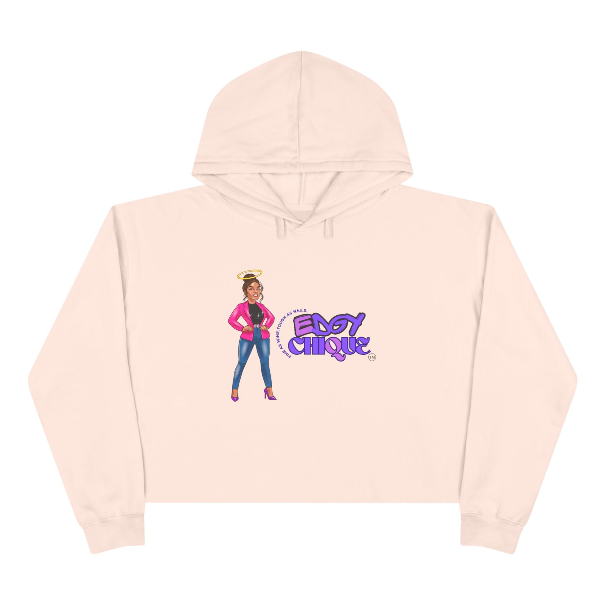 Sudadera con capucha corta y elegante de estilo atrevido