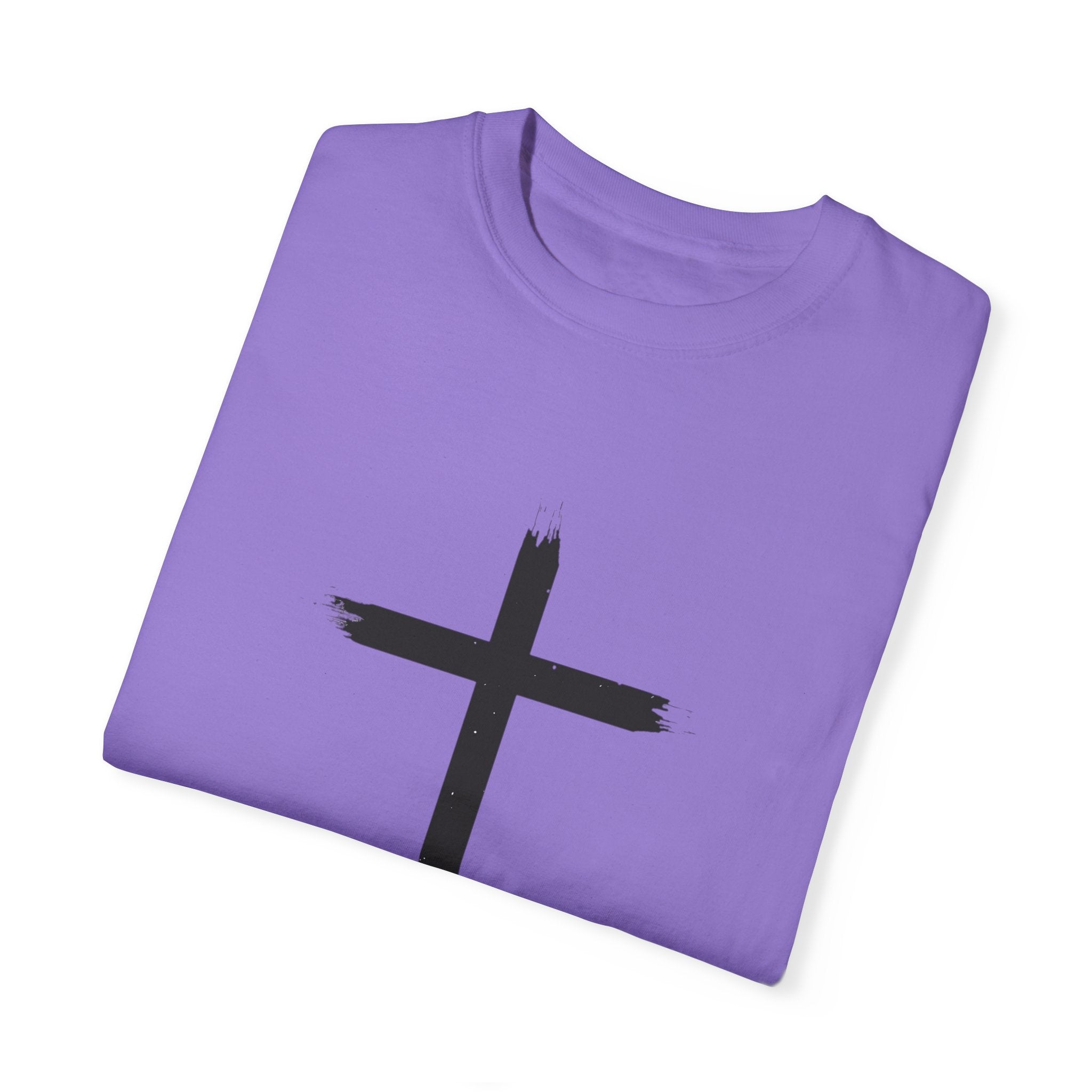 Collection of Unisex Garment-Dyed T-Shirt with Cross Design - Faith-Inspired Apparel in a gallery layout
