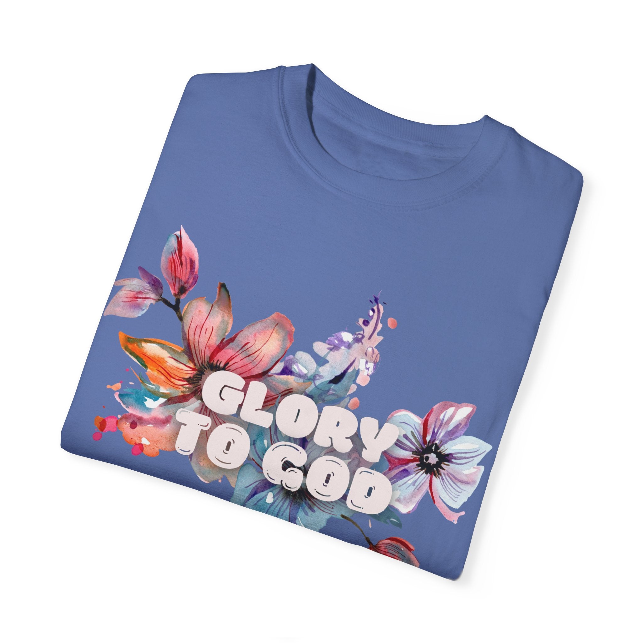 Collection of Glory to God Floral T-Shirt - Unisex Garment-Dyed Tee in a gallery layout
