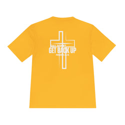 Collection of Unisex Moisture Wicking Tee - 'Get Back Up' Inspirational Christian Shirt in a gallery layout