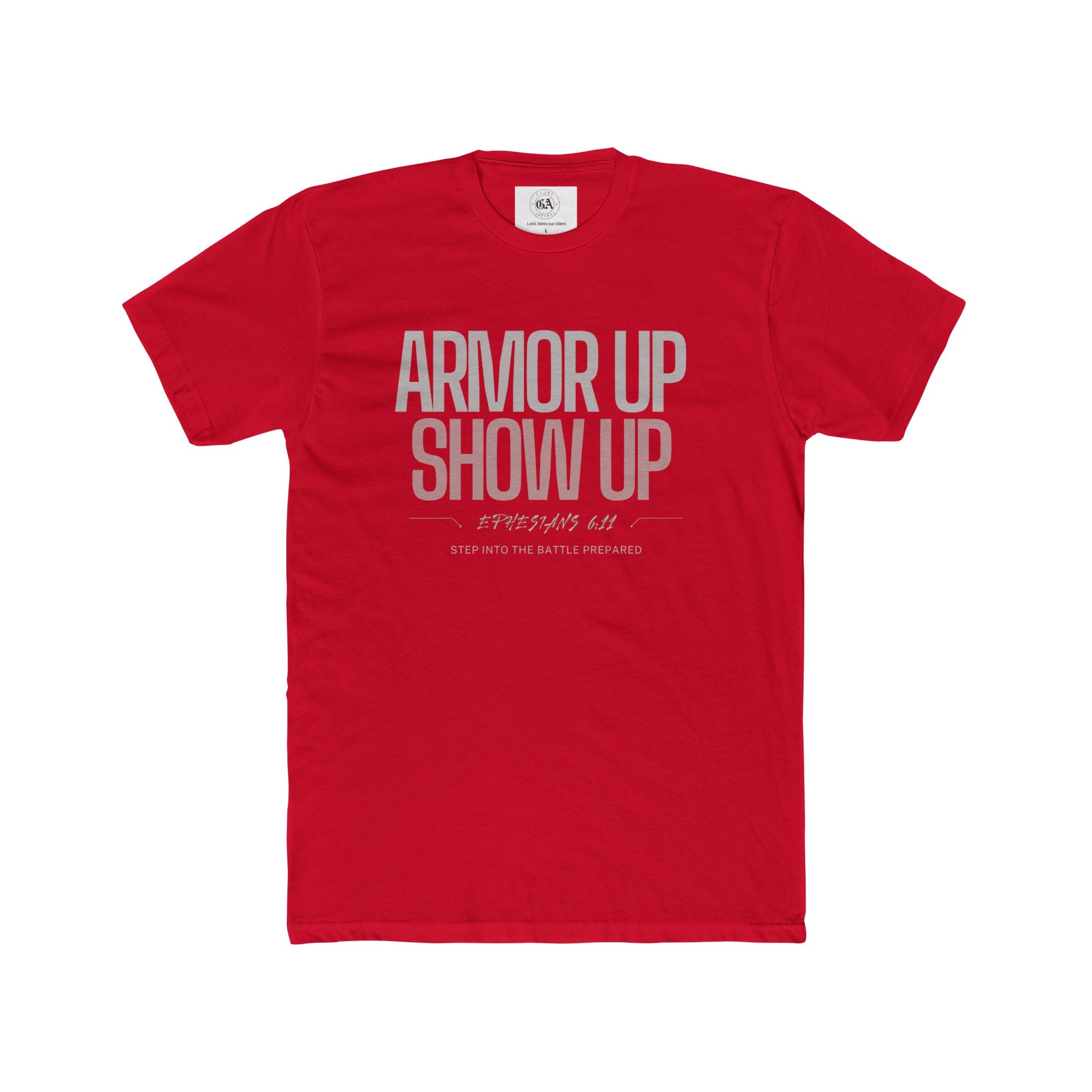 Collection of Motivational Unisex Tee - "Armor Up Show Up" - Inspirational Shirt, Everyday Wear, Gifts for Fitness Enthusiasts, Self-Care, Casual Outfit in a gallery layout
