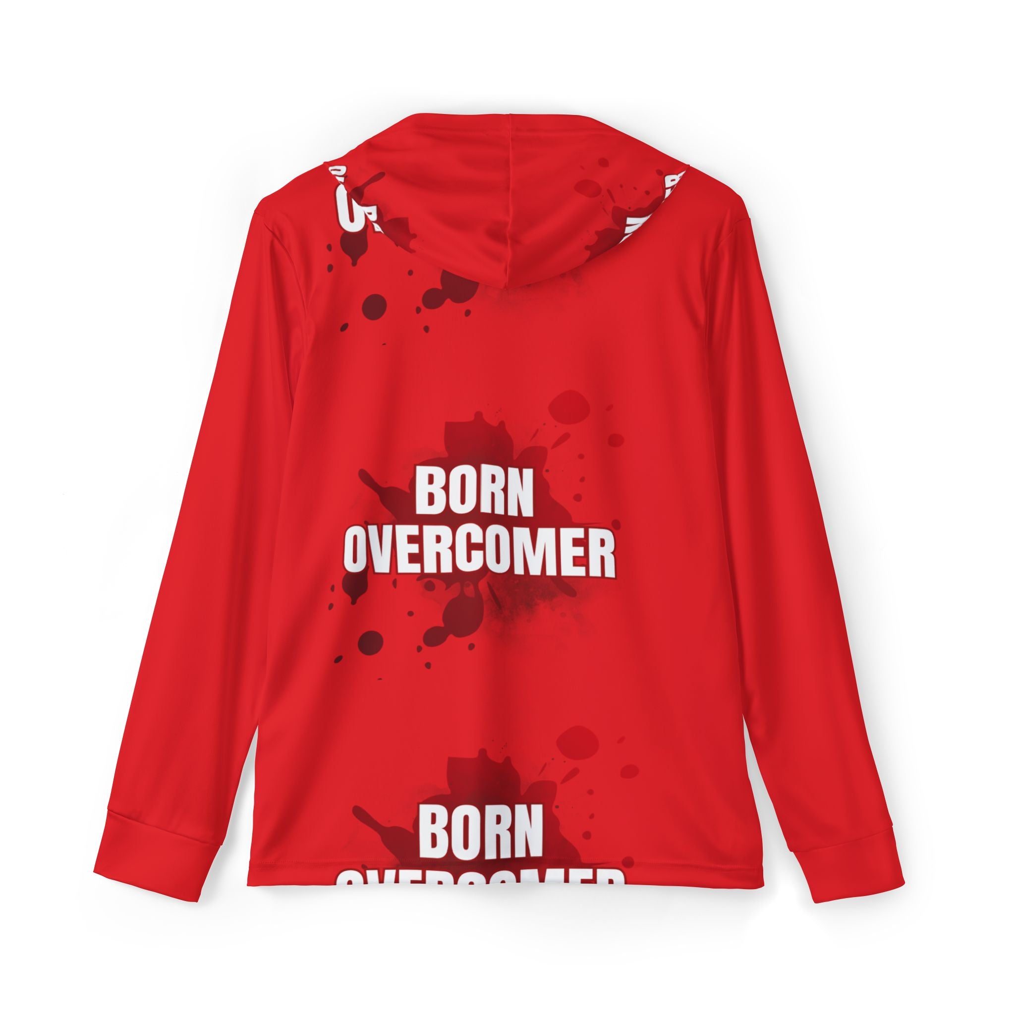 Collection of Born Overcomer Men's Sports Warmup Hoodie - Bold Red Empowerment Activewear in a gallery layout