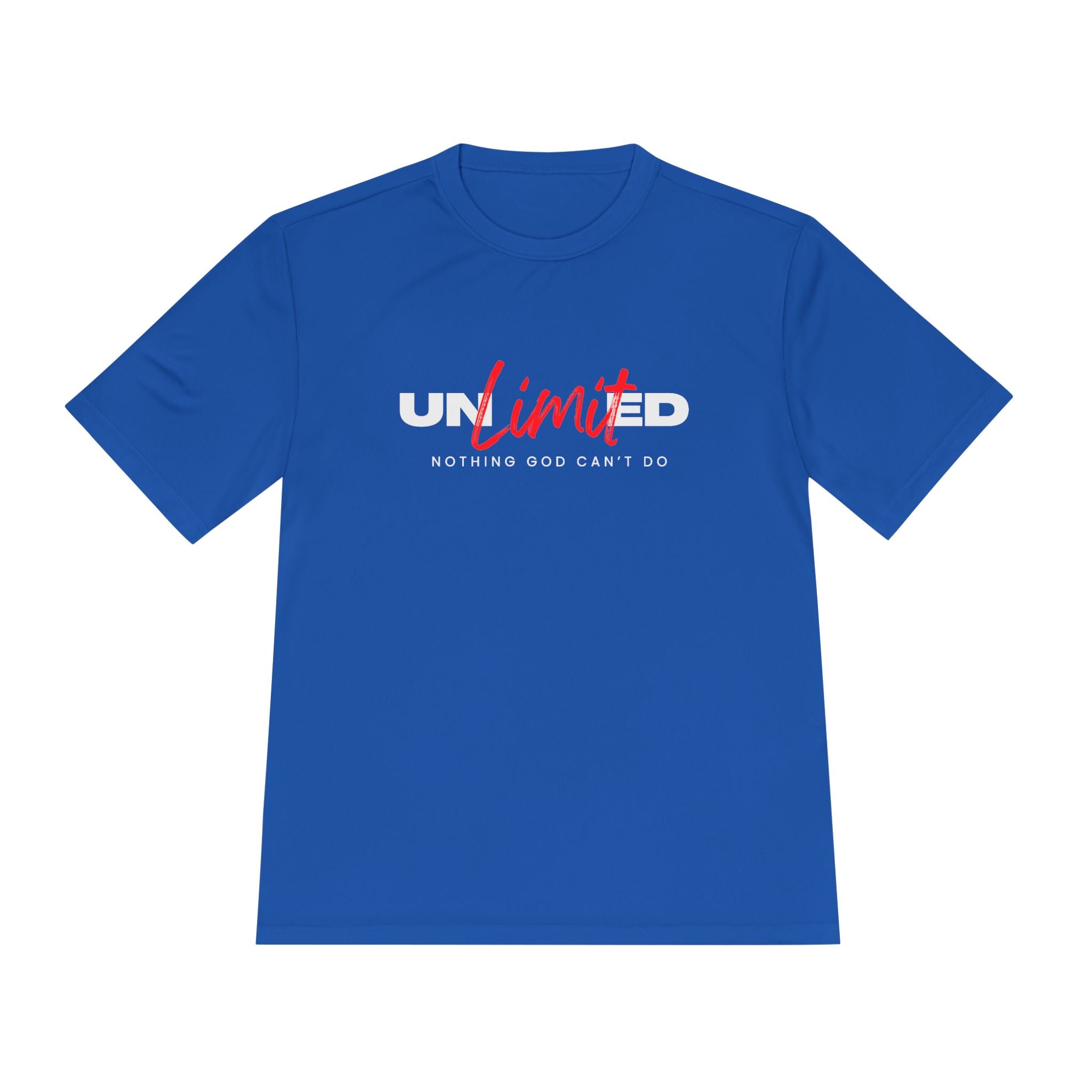Collection of Unisex Moisture Wicking Tee - 'Unlimited' Inspirational Sportswear in a gallery layout
