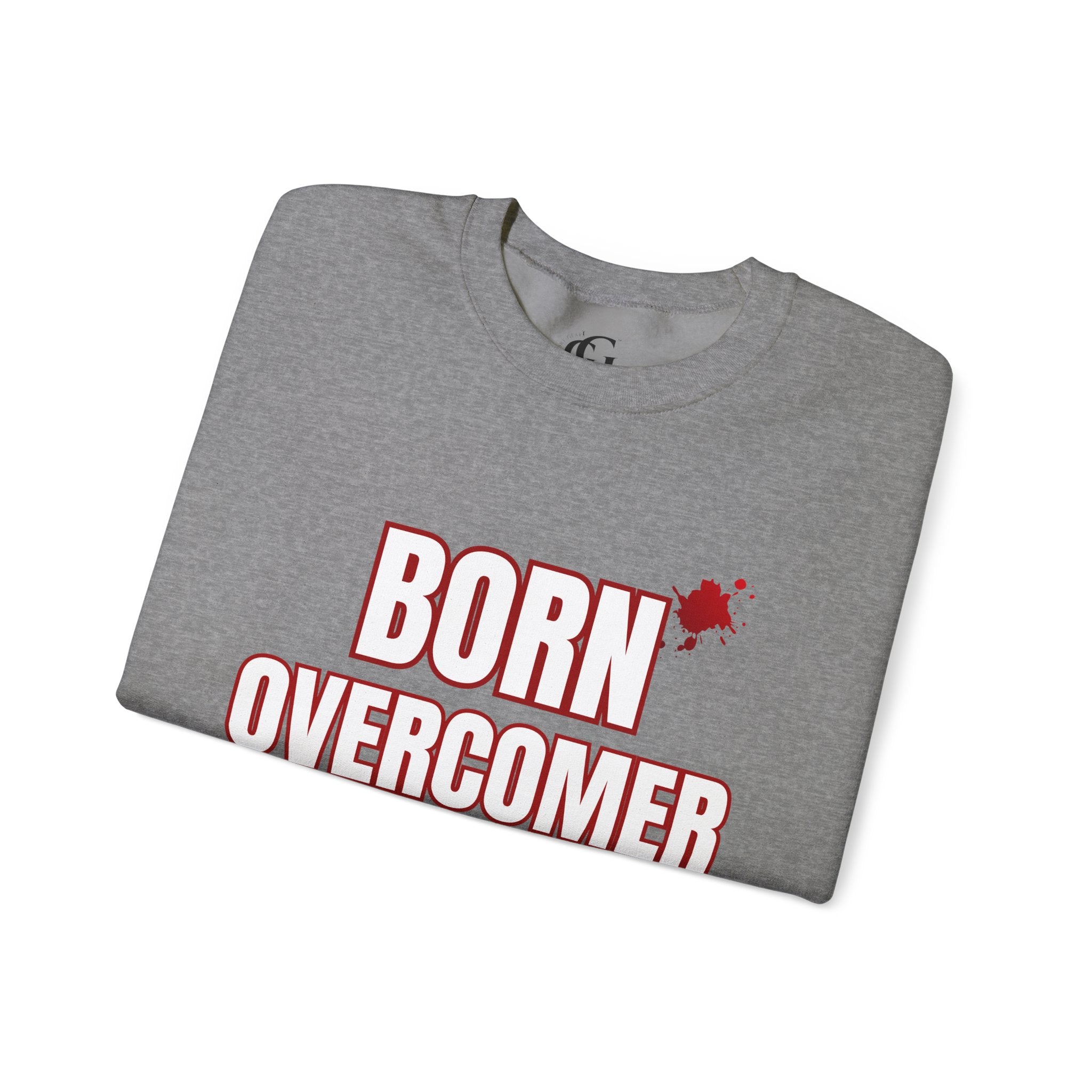 Collection of Born Overcomer Unisex Heavy Crewneck Sweatshirt - Motivational Casual Wear in a gallery layout