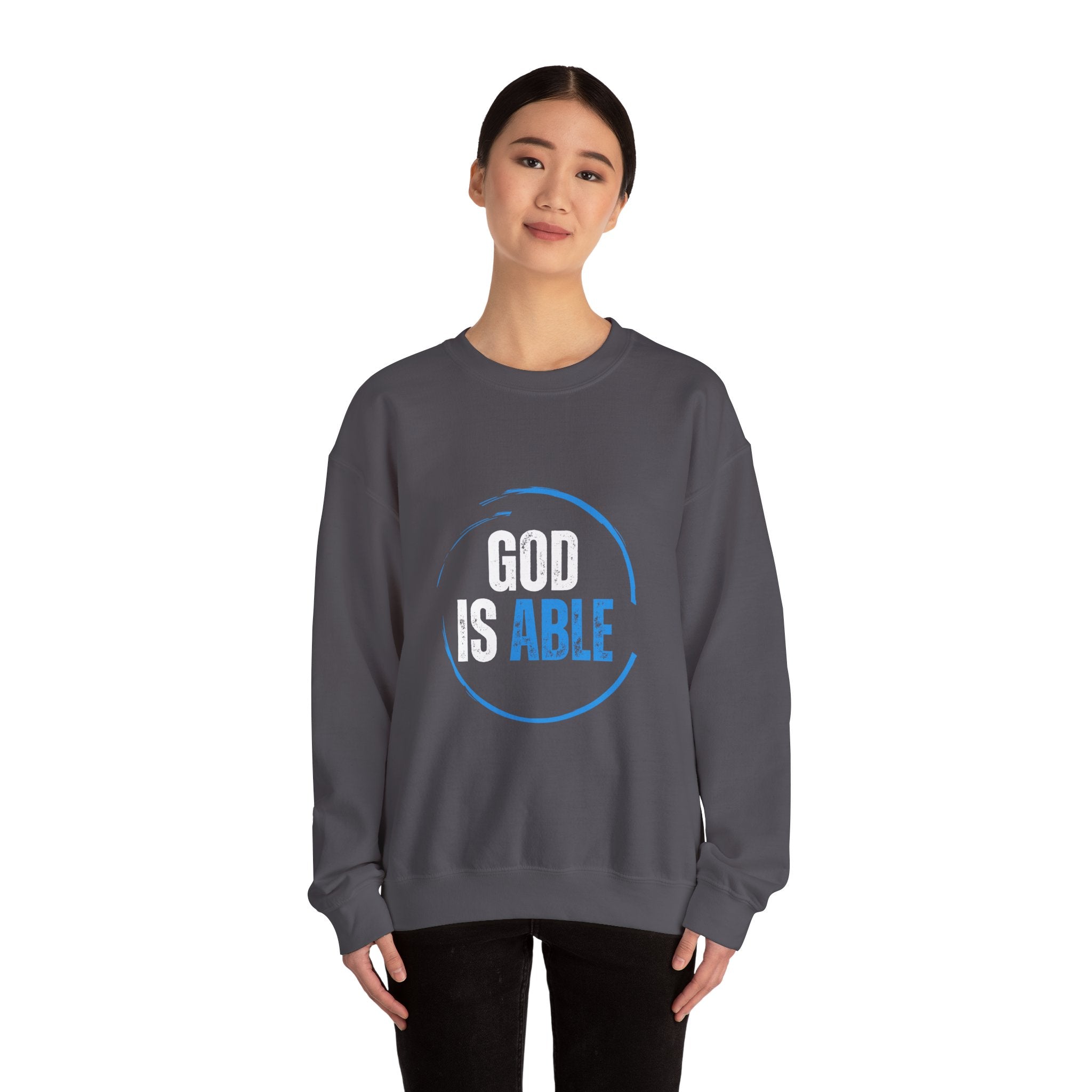 Collection of God is Able Crewneck Sweatshirt | Ephesians 3:20 in a gallery layout