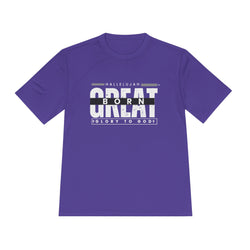 Collection of Inspirational Unisex Moisture Wicking Tee - 'Born Great' Design in a gallery layout