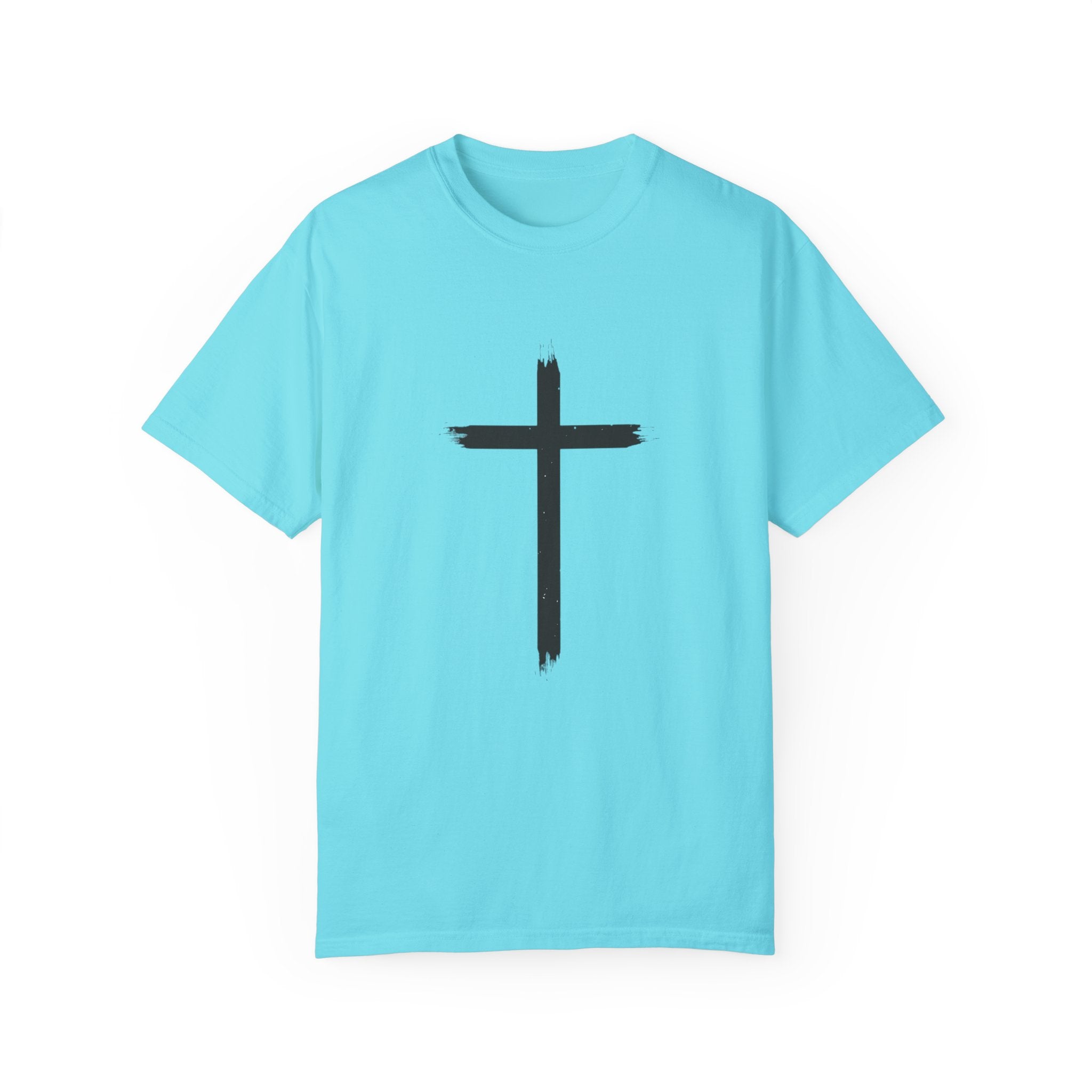 Collection of Unisex Garment-Dyed T-Shirt with Cross Design - Faith-Inspired Apparel in a gallery layout