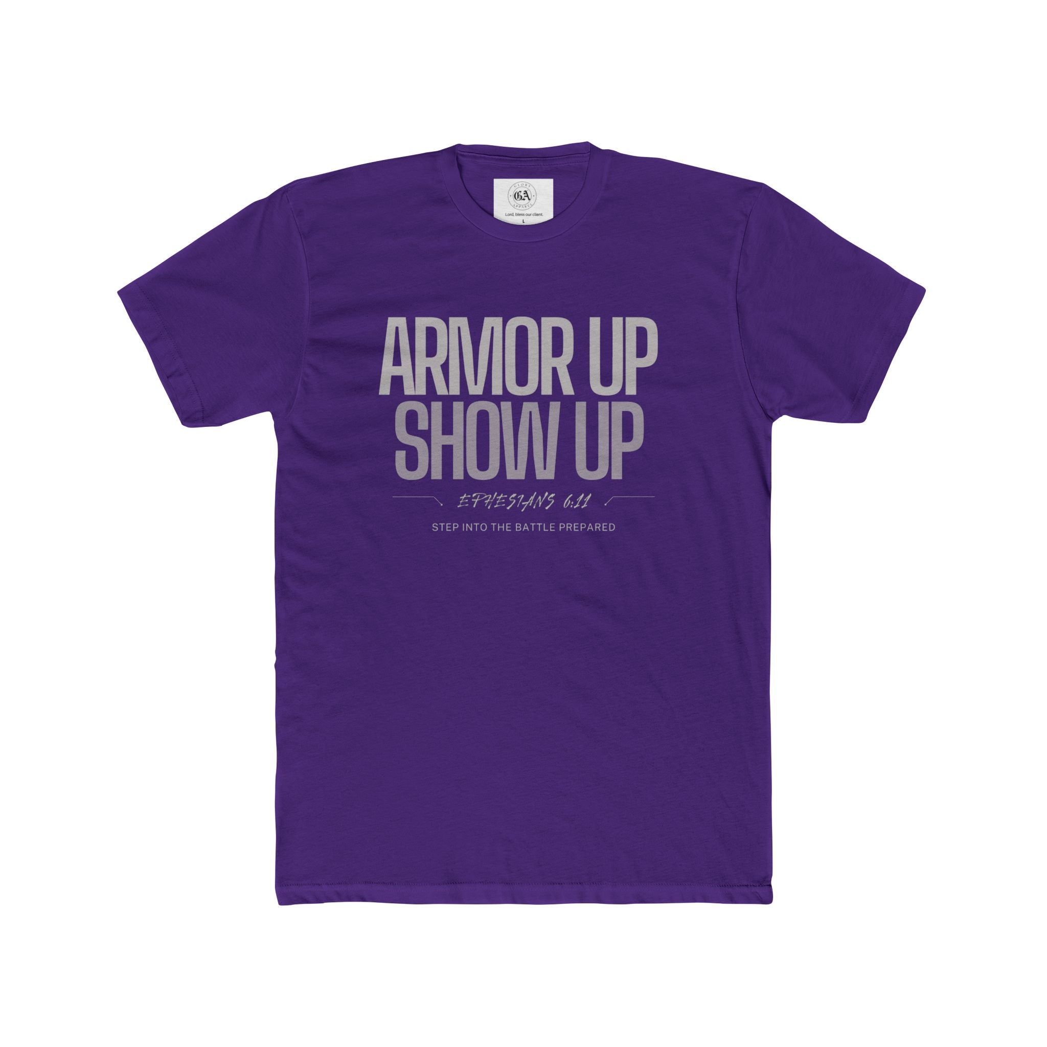 Collection of Motivational Unisex Tee - "Armor Up Show Up" - Inspirational Shirt, Everyday Wear, Gifts for Fitness Enthusiasts, Self-Care, Casual Outfit in a gallery layout