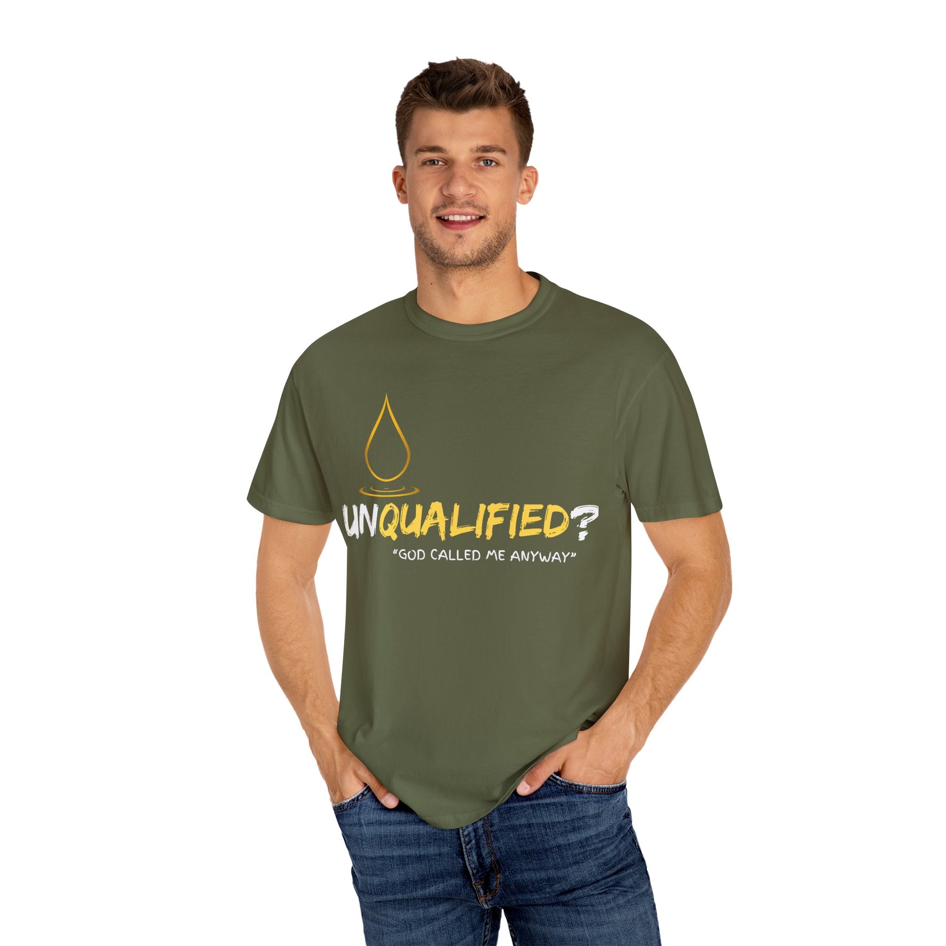 Unisex Garment-Dyed T-Shirt - 'Unqualified? God Called Me Anyway' Inspirational Tee