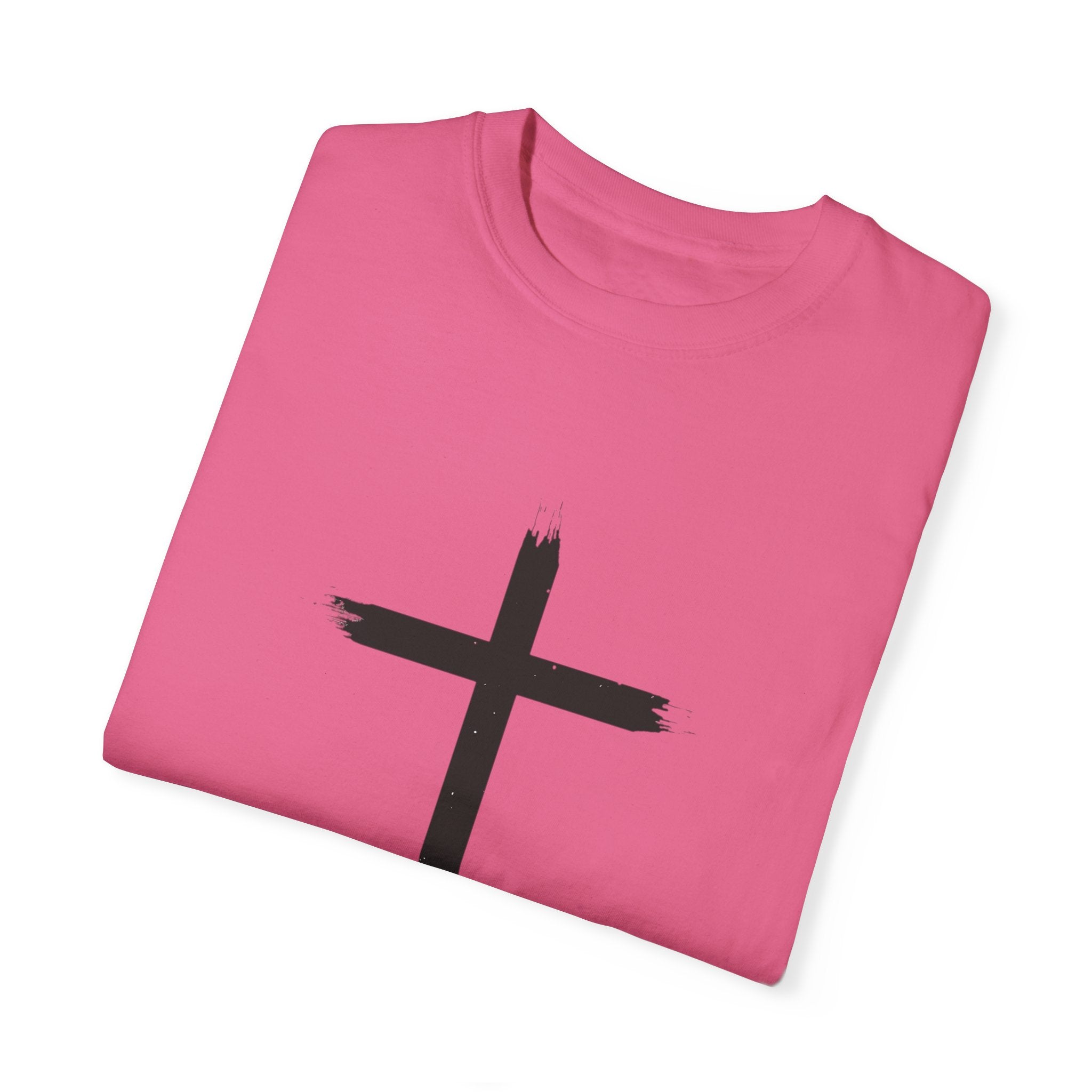 Collection of Unisex Garment-Dyed T-Shirt with Cross Design - Faith-Inspired Apparel in a gallery layout