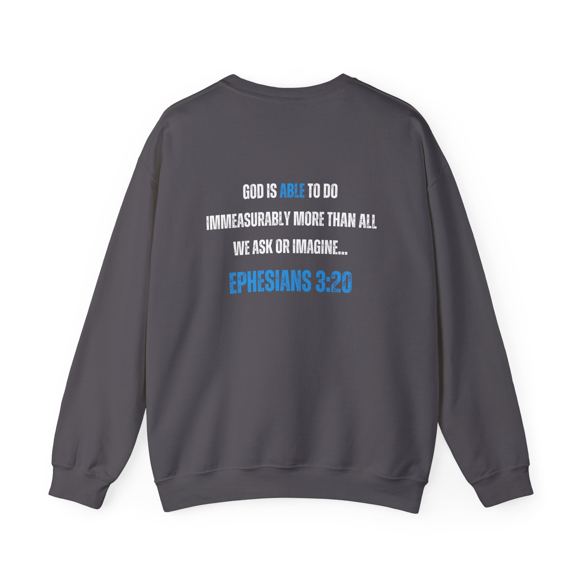 Collection of God is Able Crewneck Sweatshirt | Ephesians 3:20 in a gallery layout