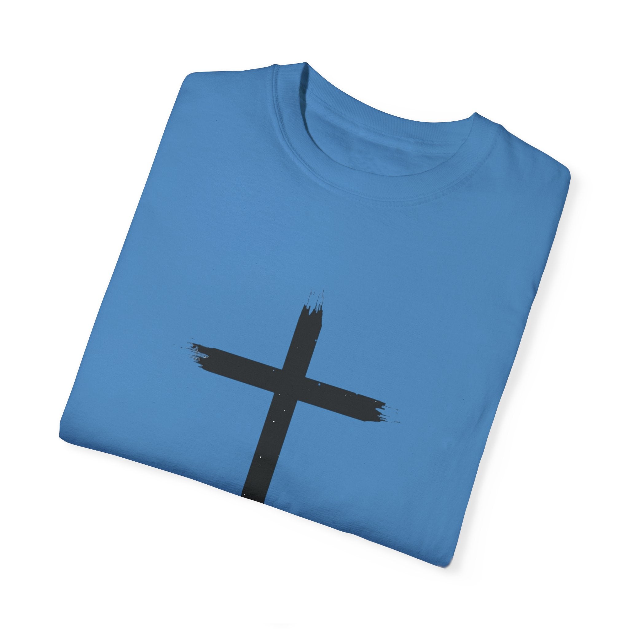 Collection of Unisex Garment-Dyed T-Shirt with Cross Design - Faith-Inspired Apparel in a gallery layout