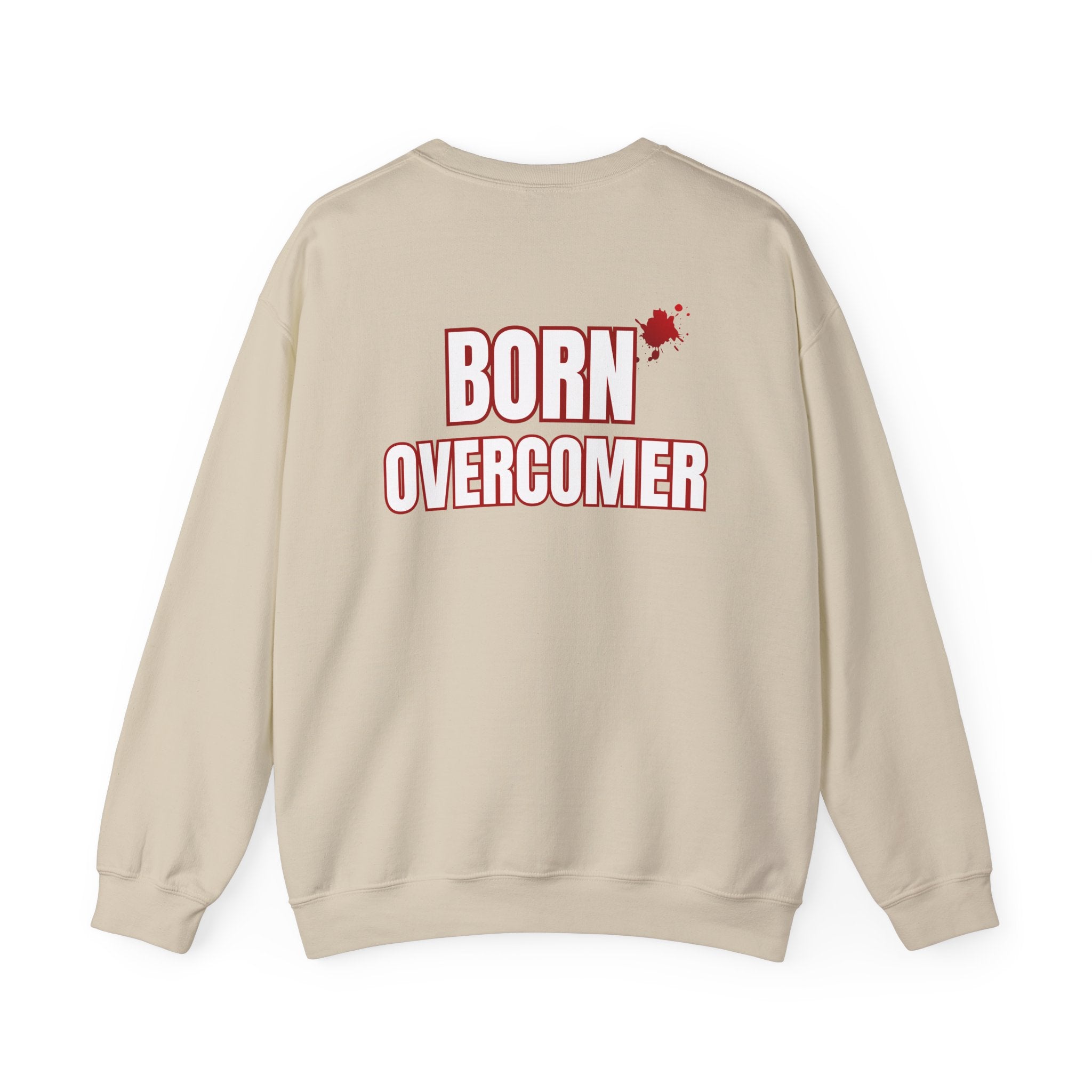 Collection of Born Overcomer Unisex Heavy Crewneck Sweatshirt - Motivational Casual Wear in a gallery layout