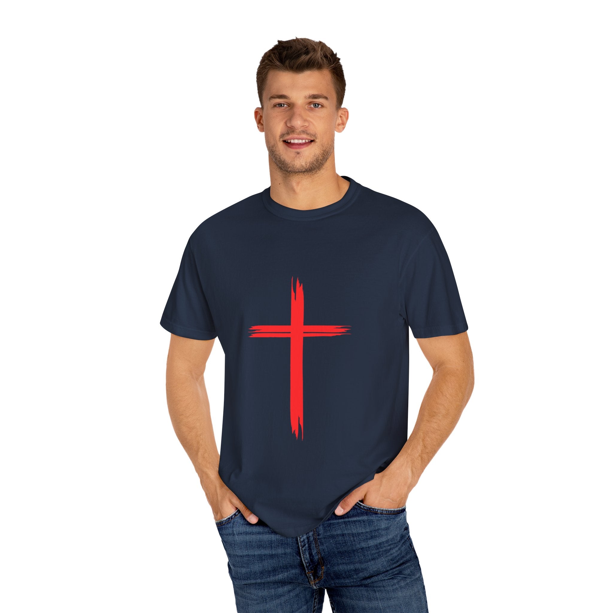 Collection of Faith & Love Graphic T-Shirt - Unisex Garment-Dyed with Cross and 316 Heart Design in a gallery layout