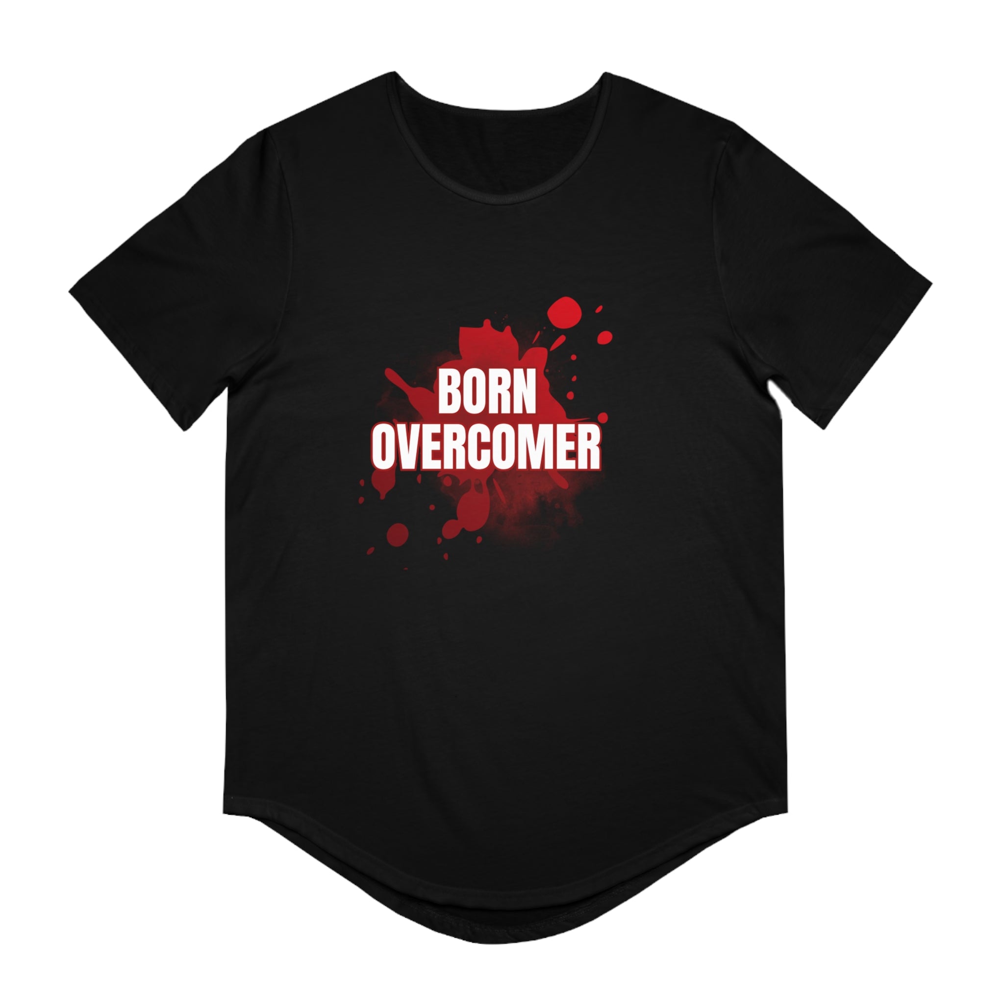 Collection of Born Overcomer Men's Jersey Curved Hem Tee - Inspirational Graphic Tee in a gallery layout