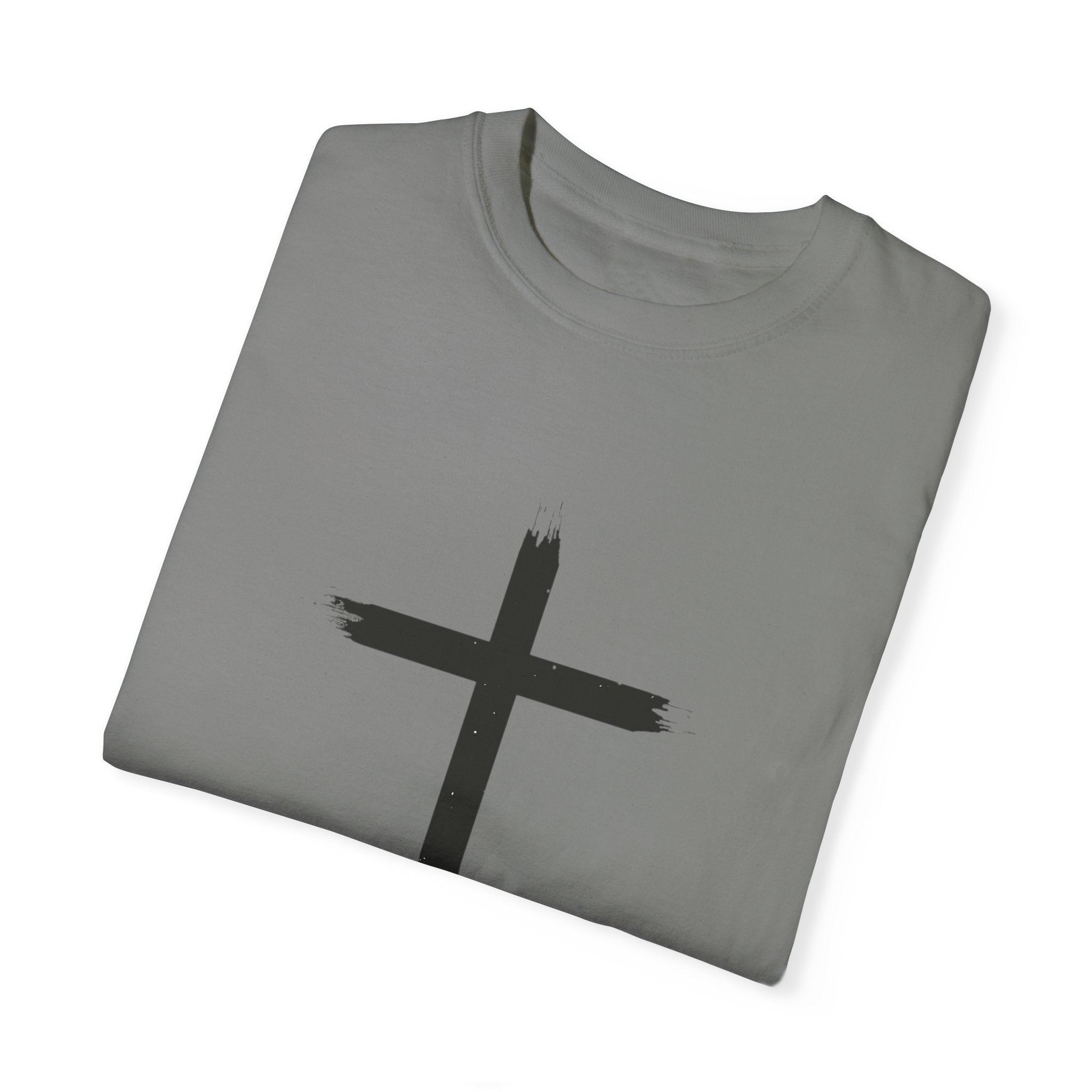 Collection of Unisex Garment-Dyed T-Shirt with Cross Design - Faith-Inspired Apparel in a gallery layout