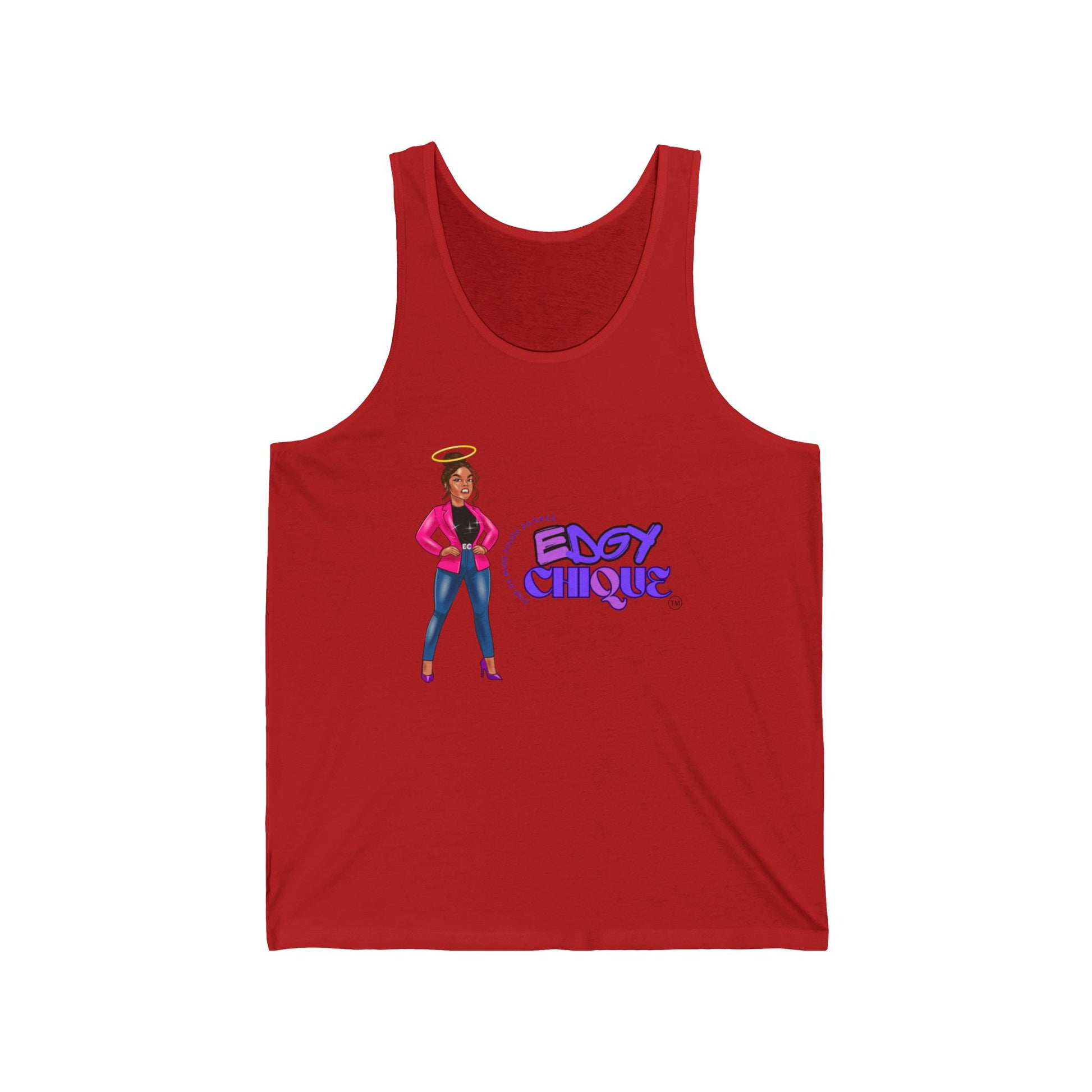 Edgy Chique Unisex Jersey Tank - Fun & Stylish Graphic Tank Top for Everyday Wear