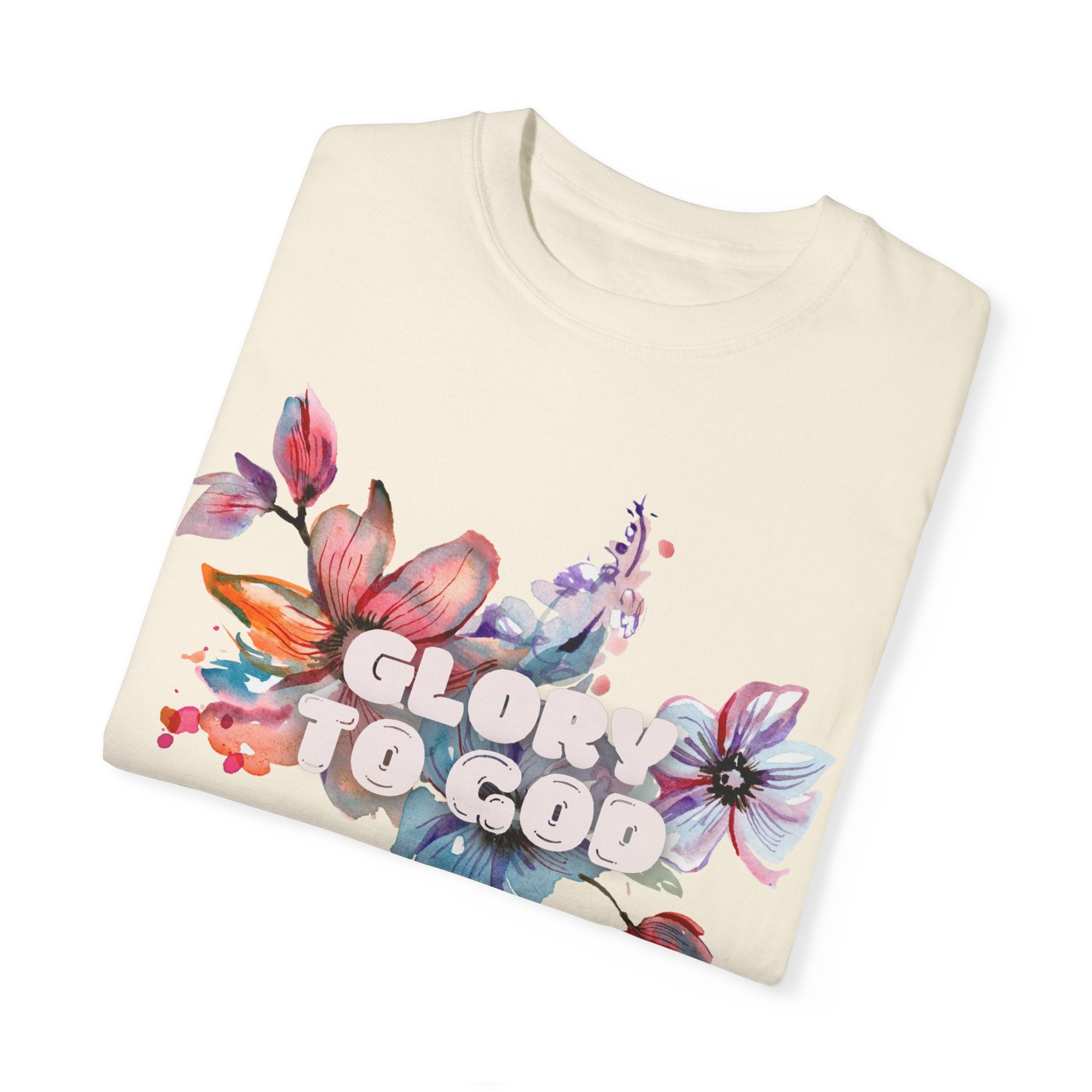 Collection of Glory to God Floral T-Shirt - Unisex Garment-Dyed Tee in a gallery layout