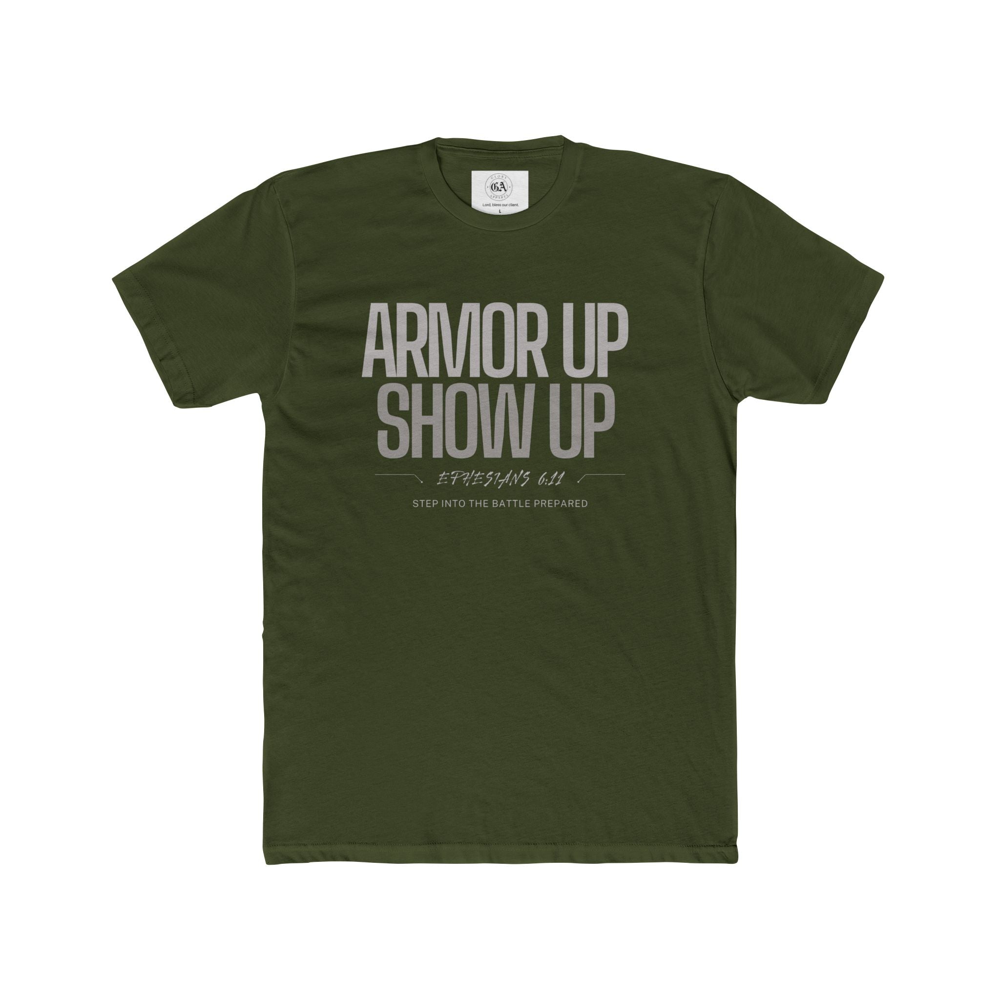Collection of Motivational Unisex Tee - "Armor Up Show Up" - Inspirational Shirt, Everyday Wear, Gifts for Fitness Enthusiasts, Self-Care, Casual Outfit in a gallery layout