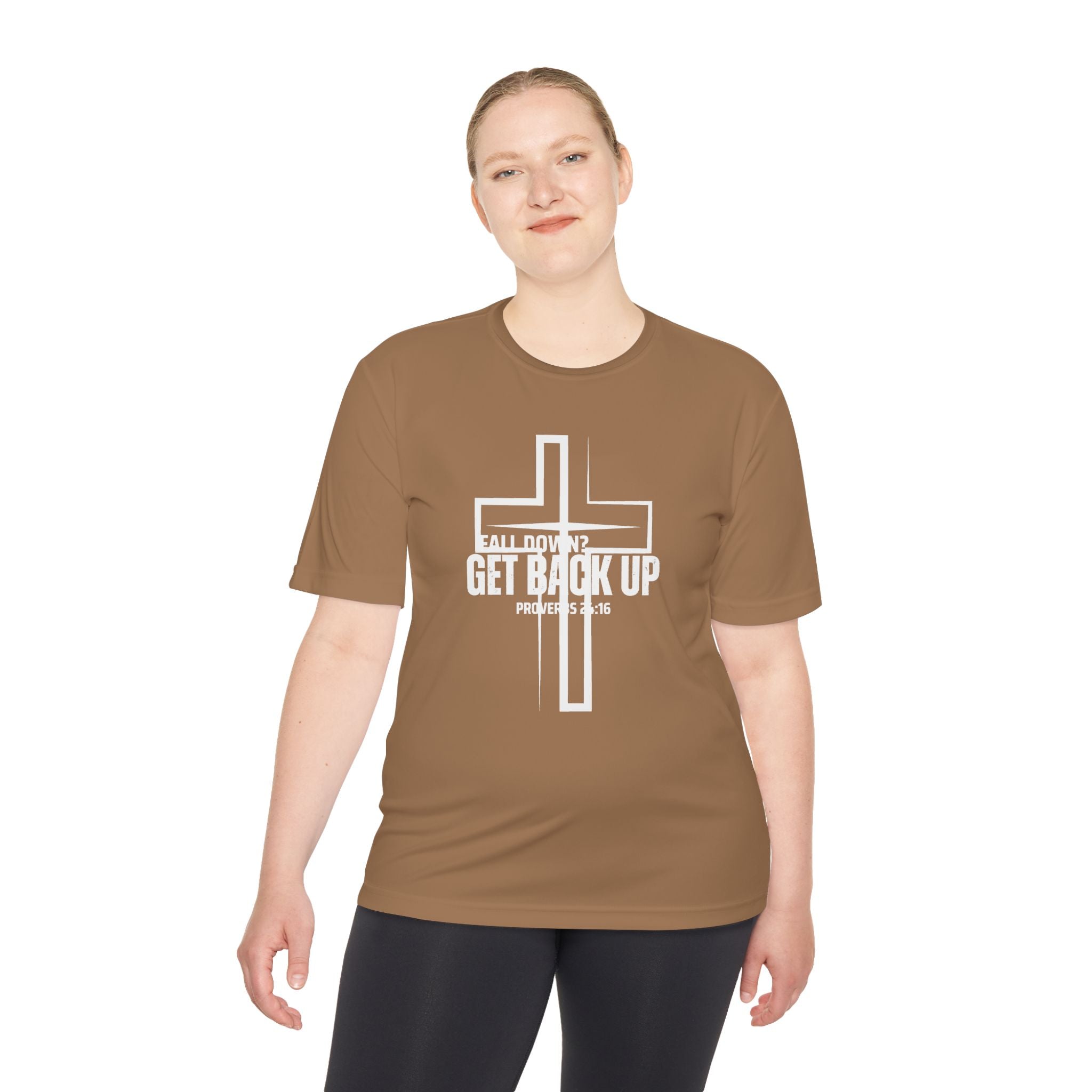 Collection of Unisex Moisture Wicking Tee - 'Get Back Up' Inspirational Christian Shirt in a gallery layout