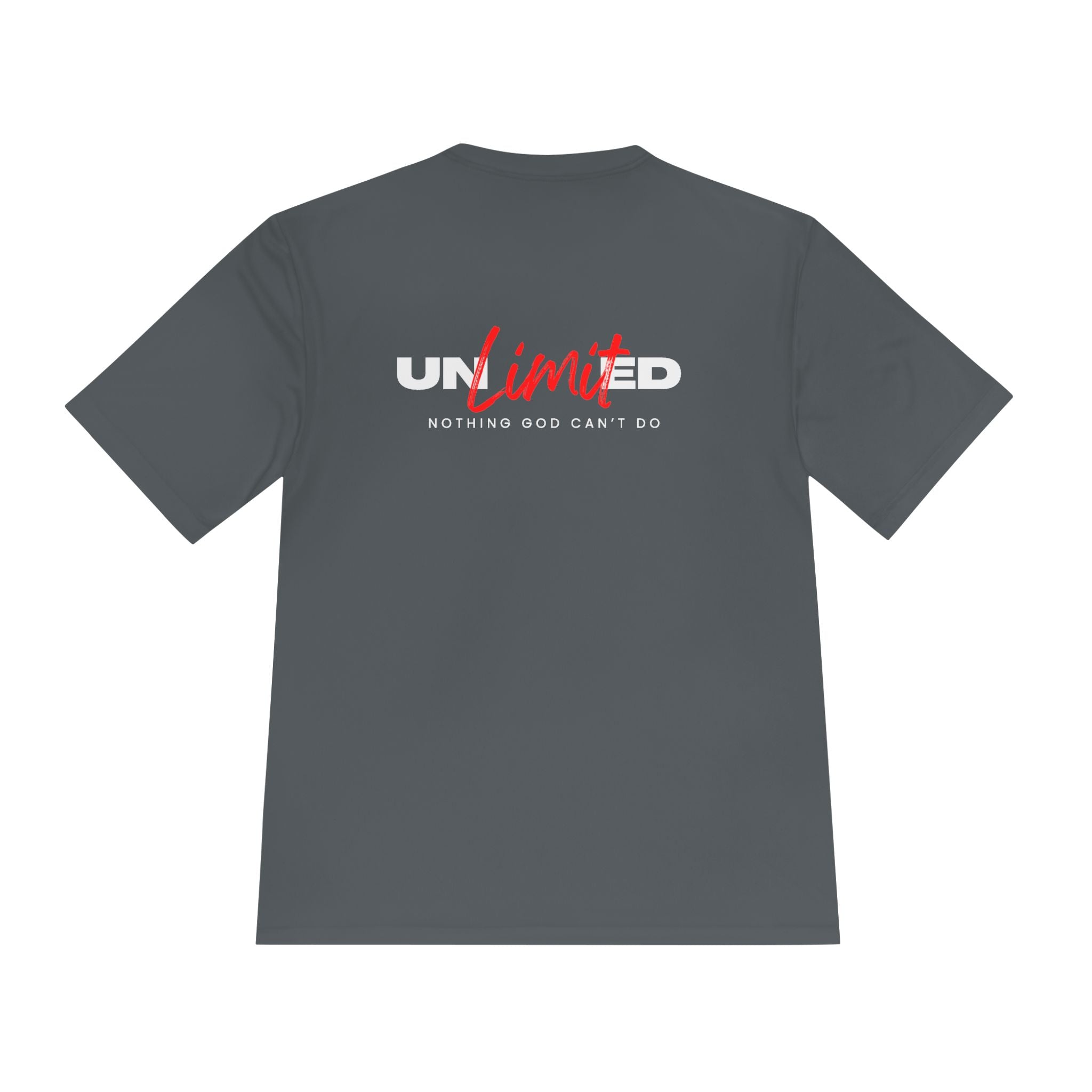 Collection of Unisex Moisture Wicking Tee - 'Unlimited' Inspirational Sportswear in a gallery layout