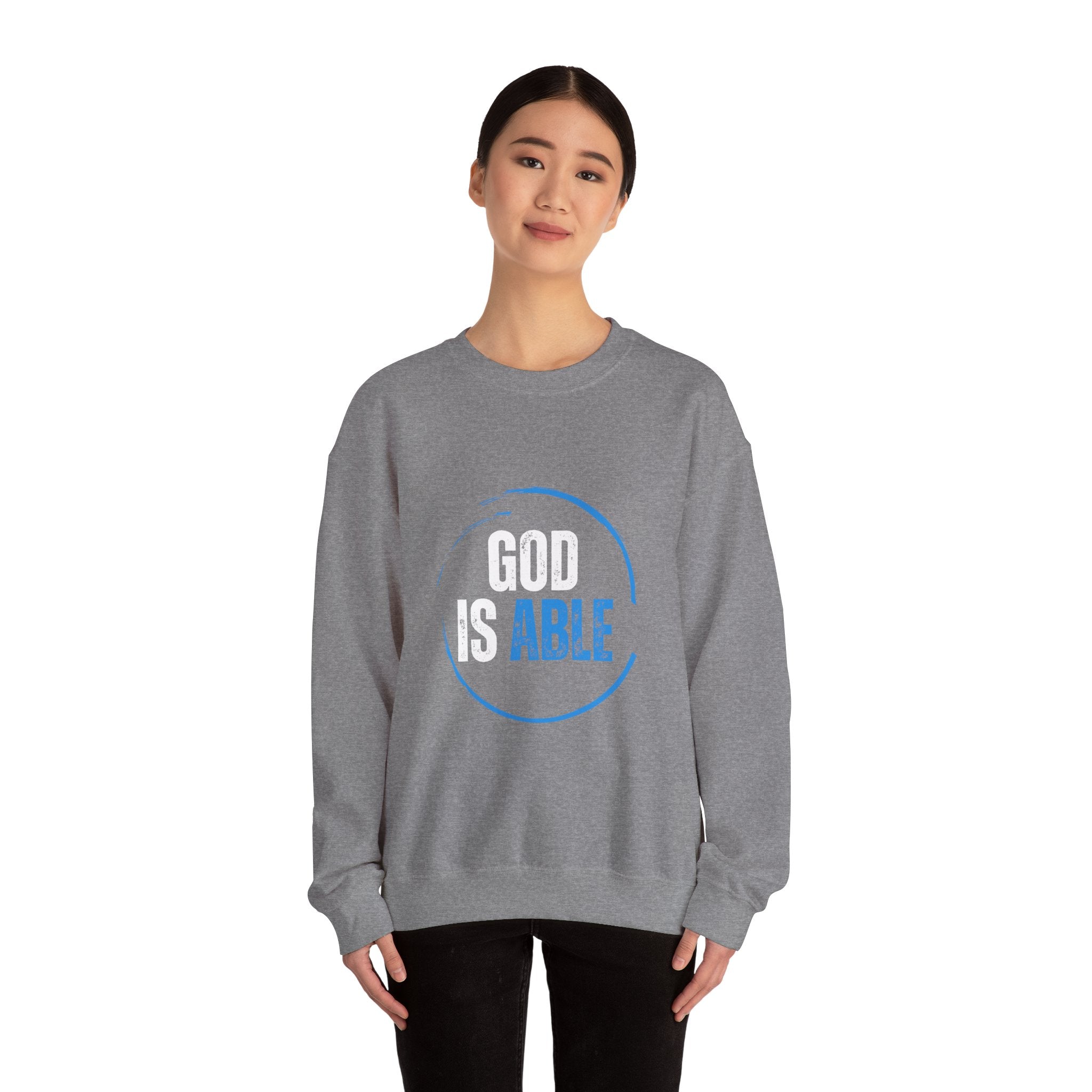 Collection of God is Able Crewneck Sweatshirt | Ephesians 3:20 in a gallery layout