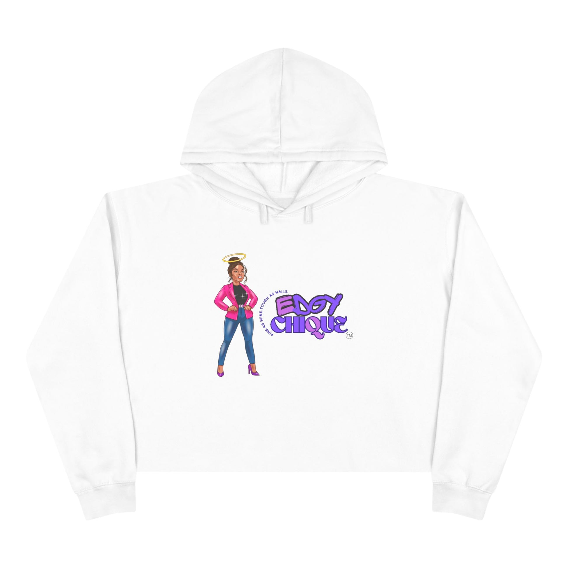 Sudadera con capucha corta y elegante de estilo atrevido