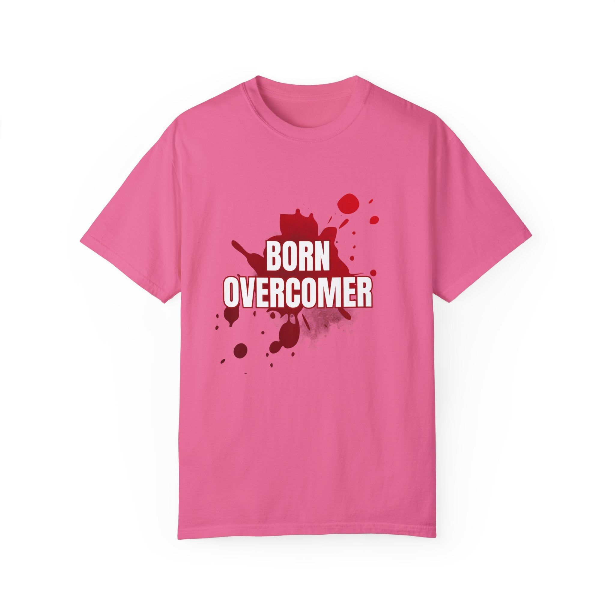 Collection of Born Overcomer Unisex Garment-Dyed T-shirt - Inspirational Tee for Motivated Individuals in a gallery layout
