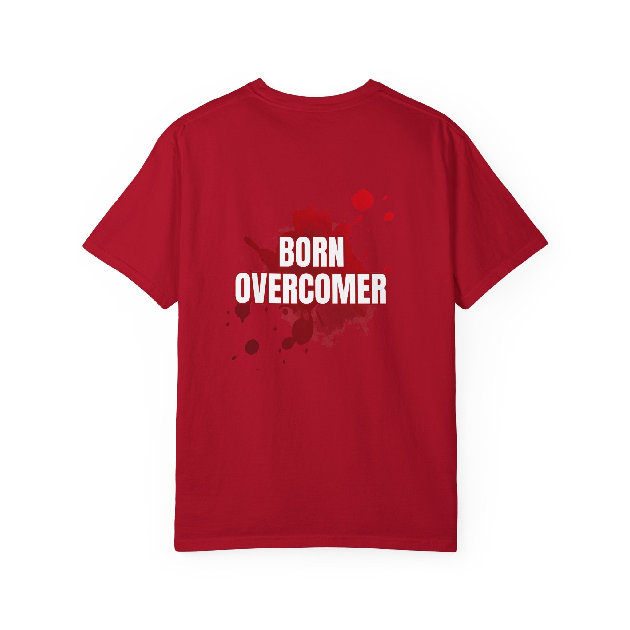 Collection of Born Overcomer Unisex Garment-Dyed T-shirt - Inspirational Tee for Motivated Individuals in a gallery layout