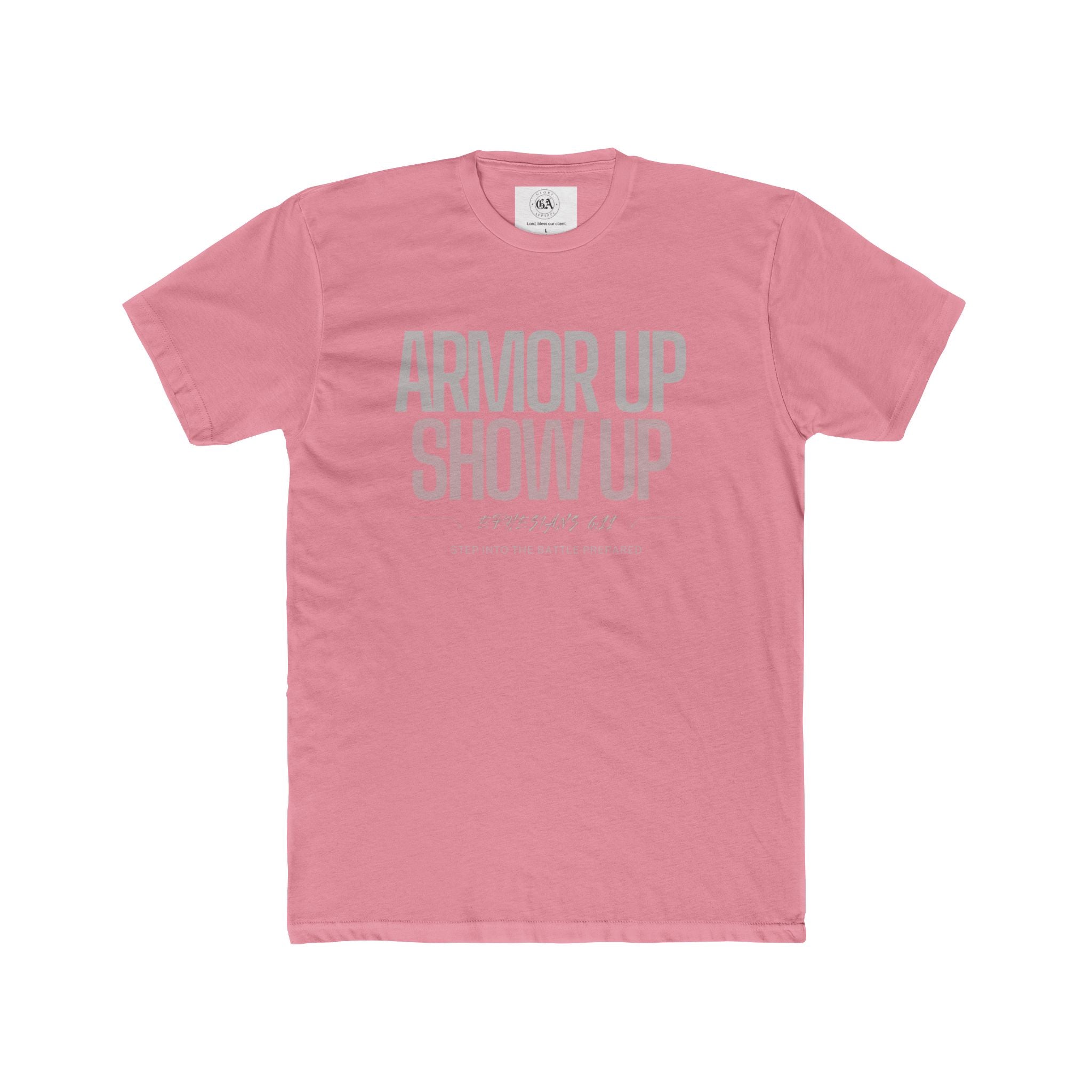 Collection of Motivational Unisex Tee - "Armor Up Show Up" - Inspirational Shirt, Everyday Wear, Gifts for Fitness Enthusiasts, Self-Care, Casual Outfit in a gallery layout