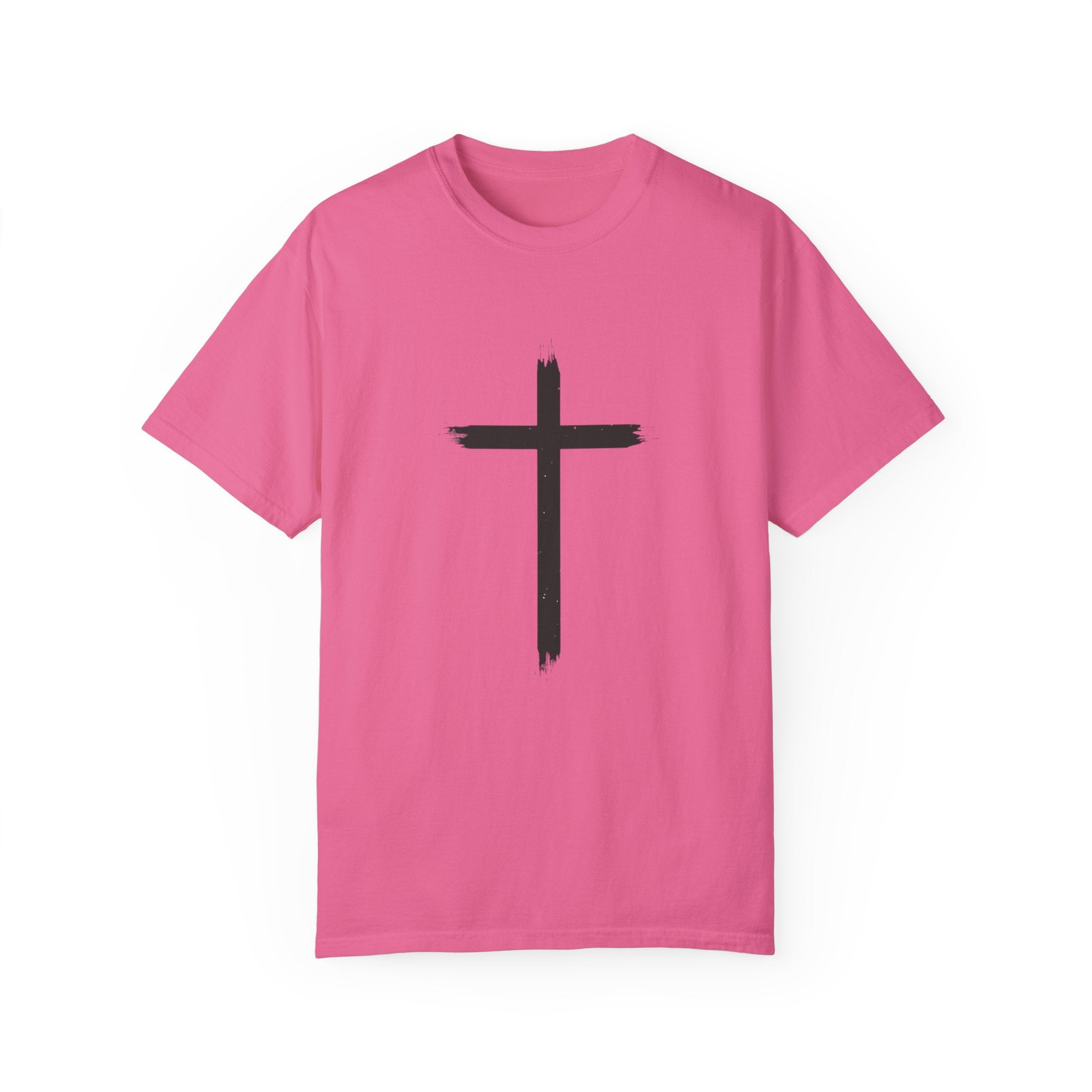 Collection of Unisex Garment-Dyed T-Shirt with Cross Design - Faith-Inspired Apparel in a gallery layout