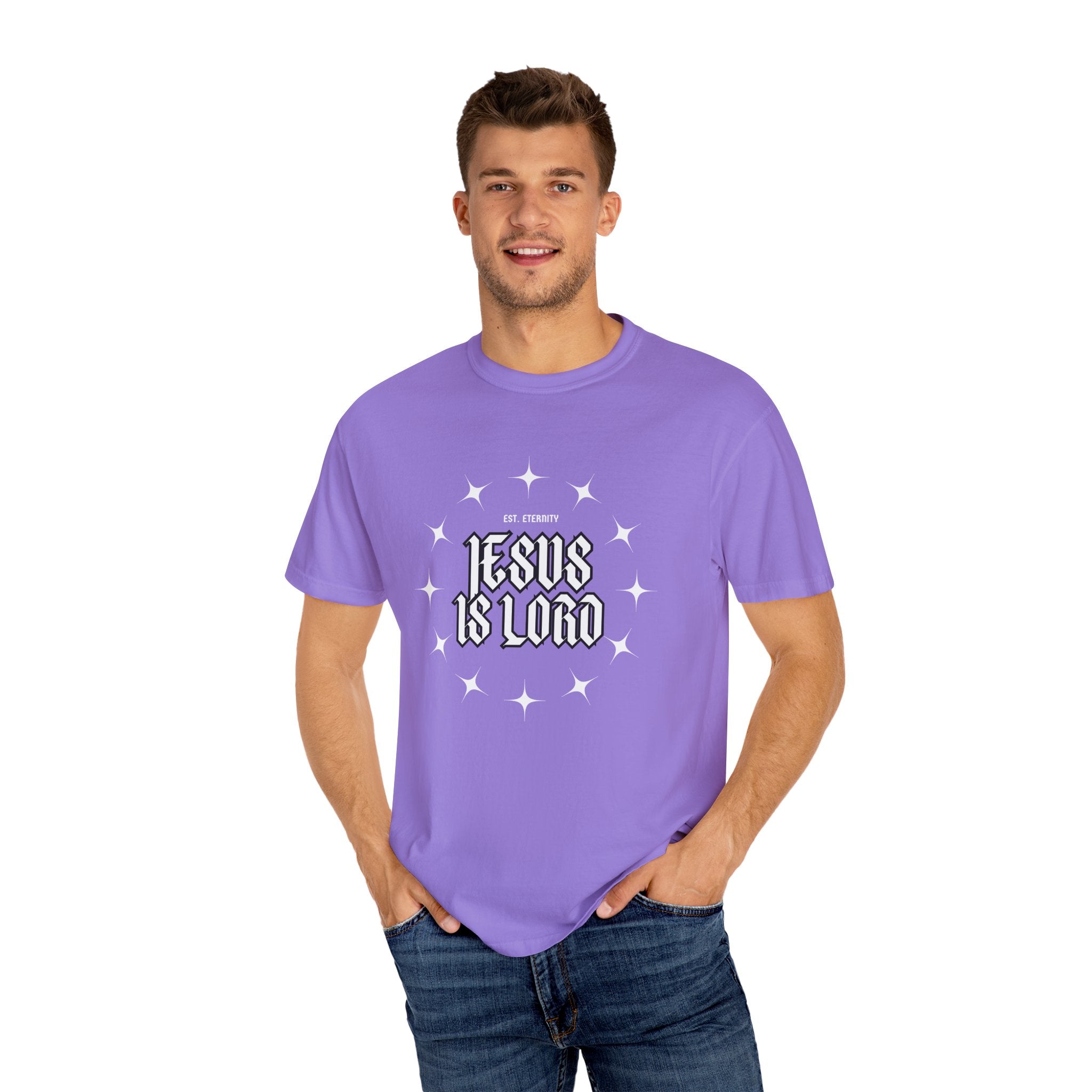 Collection of Jesus Is Lord Unisex Garment-Dyed T-Shirt - Faith-Inspired Apparel in a gallery layout
