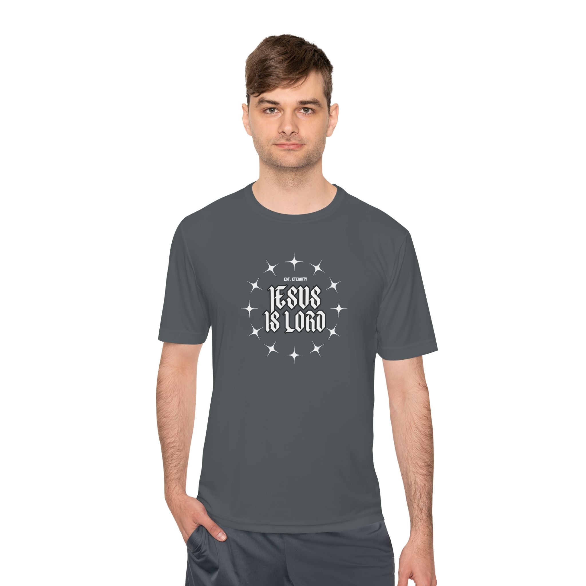 Collection of Unisex Moisture Wicking Tee - 'Jesus is Lord' Inspirational Activewear in a gallery layout