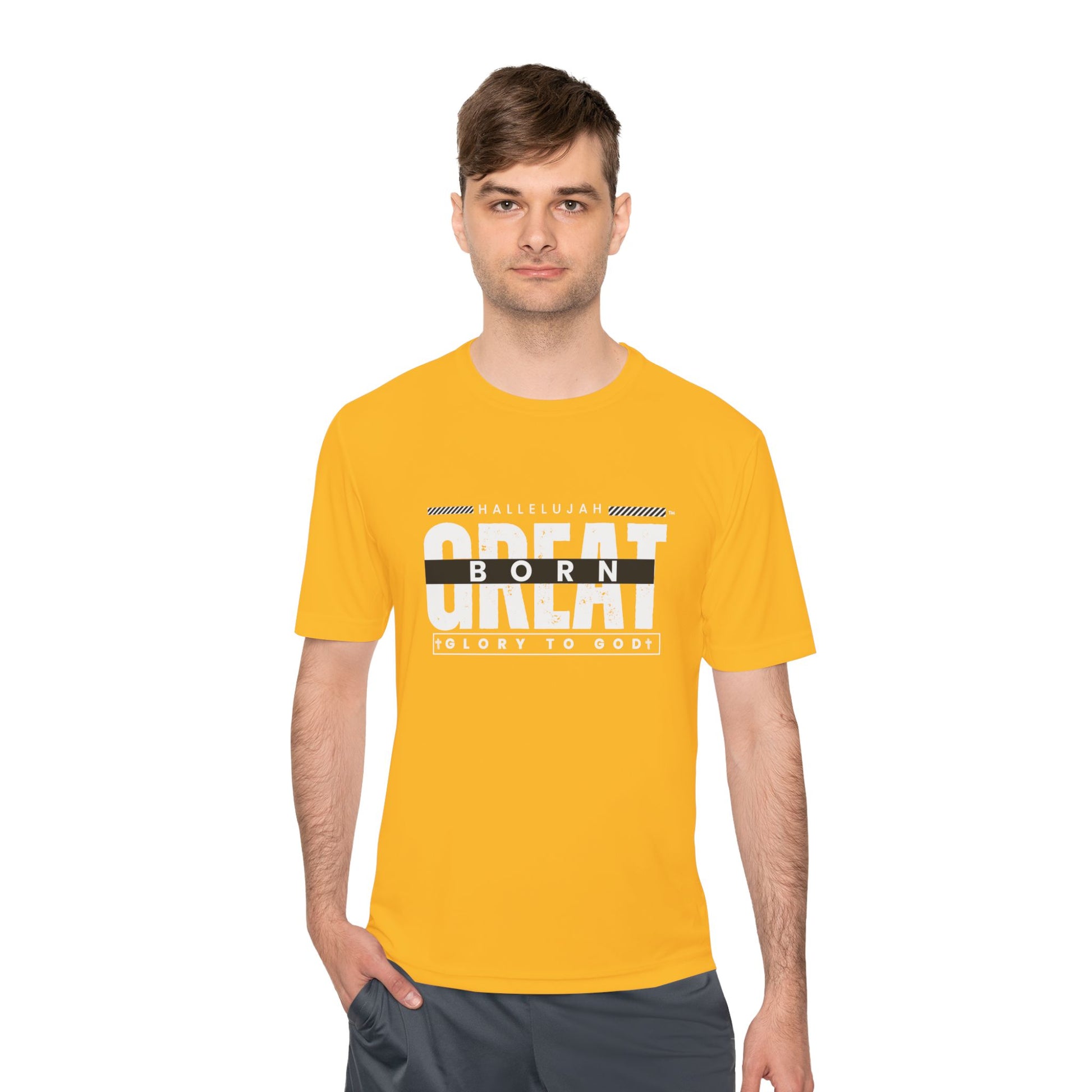 Inspirational Unisex Moisture Wicking Tee - 'Born Great' Design