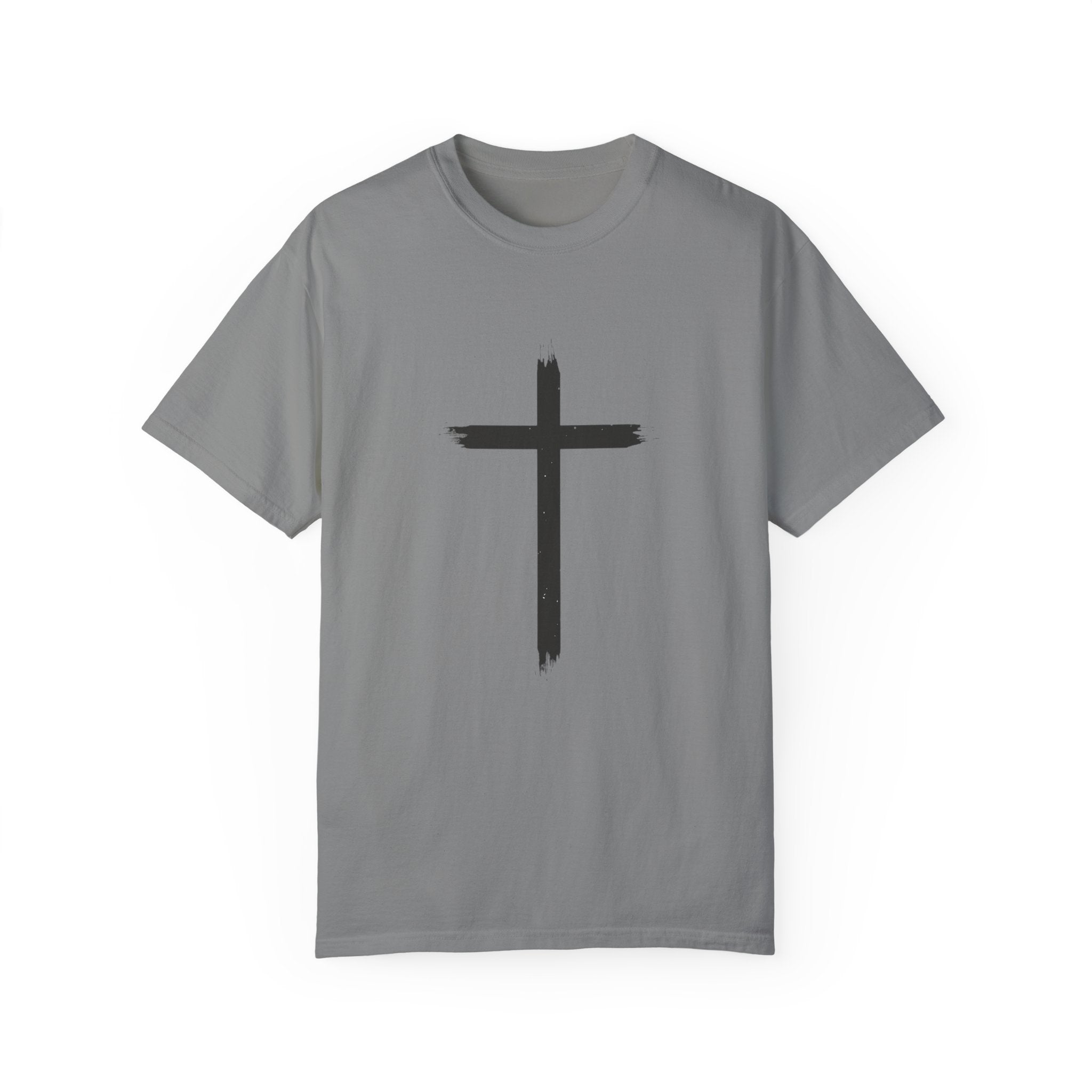 Collection of Unisex Garment-Dyed T-Shirt with Cross Design - Faith-Inspired Apparel in a gallery layout