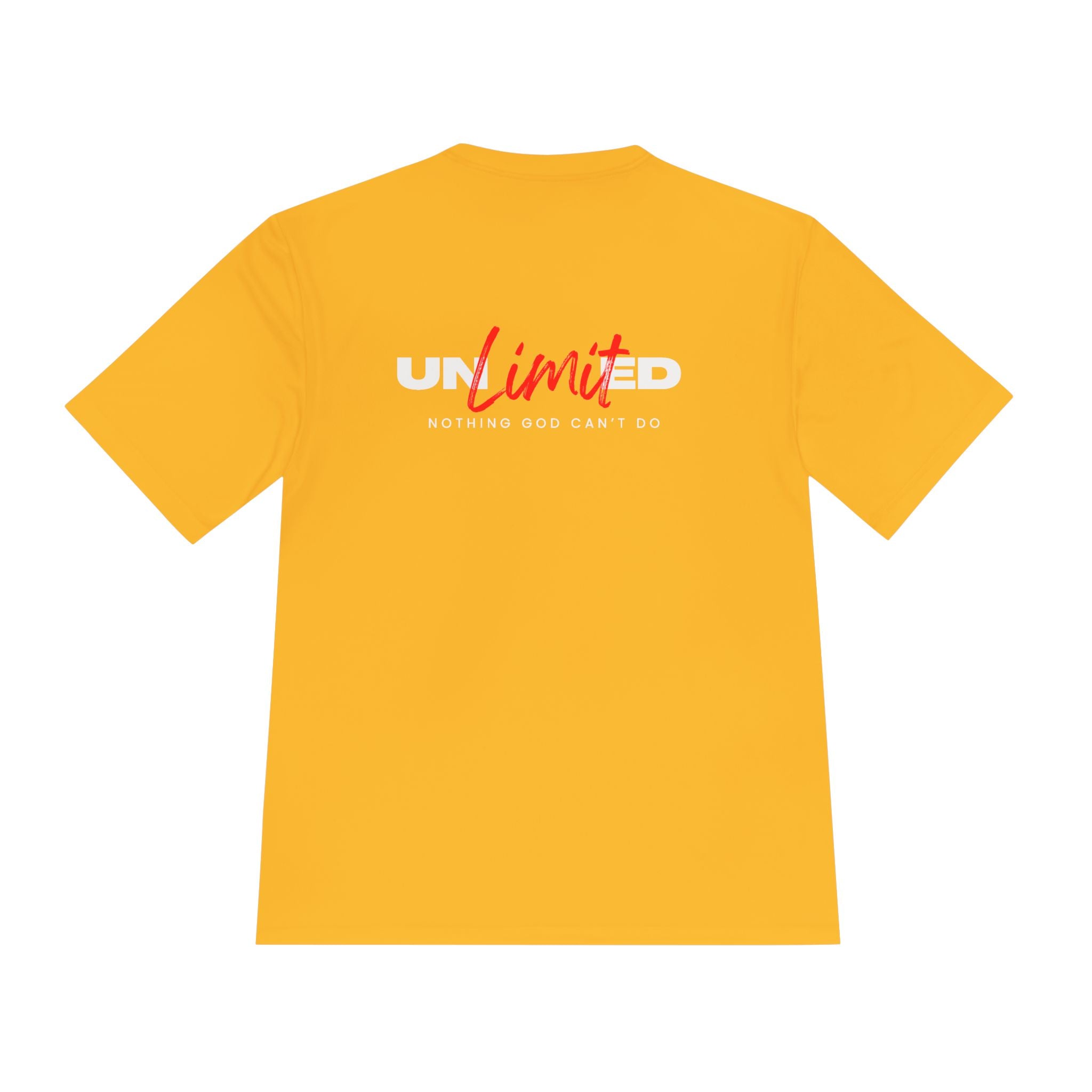 Collection of Unisex Moisture Wicking Tee - 'Unlimited' Inspirational Sportswear in a gallery layout