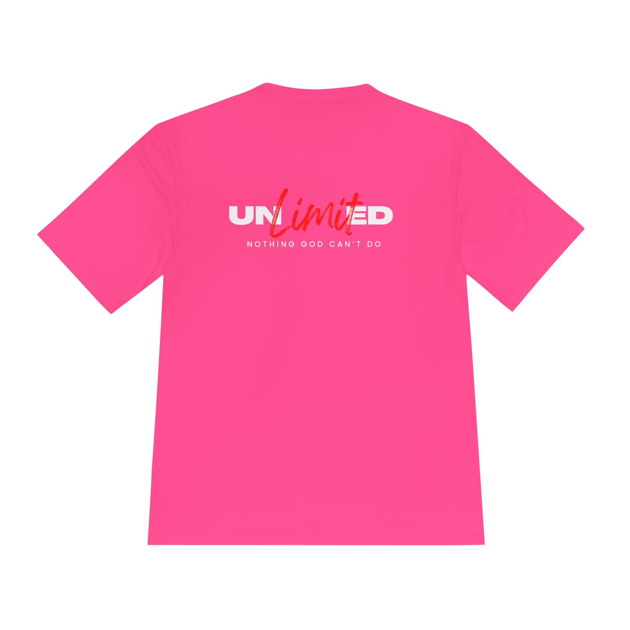 Collection of Unisex Moisture Wicking Tee - 'Unlimited' Inspirational Sportswear in a gallery layout