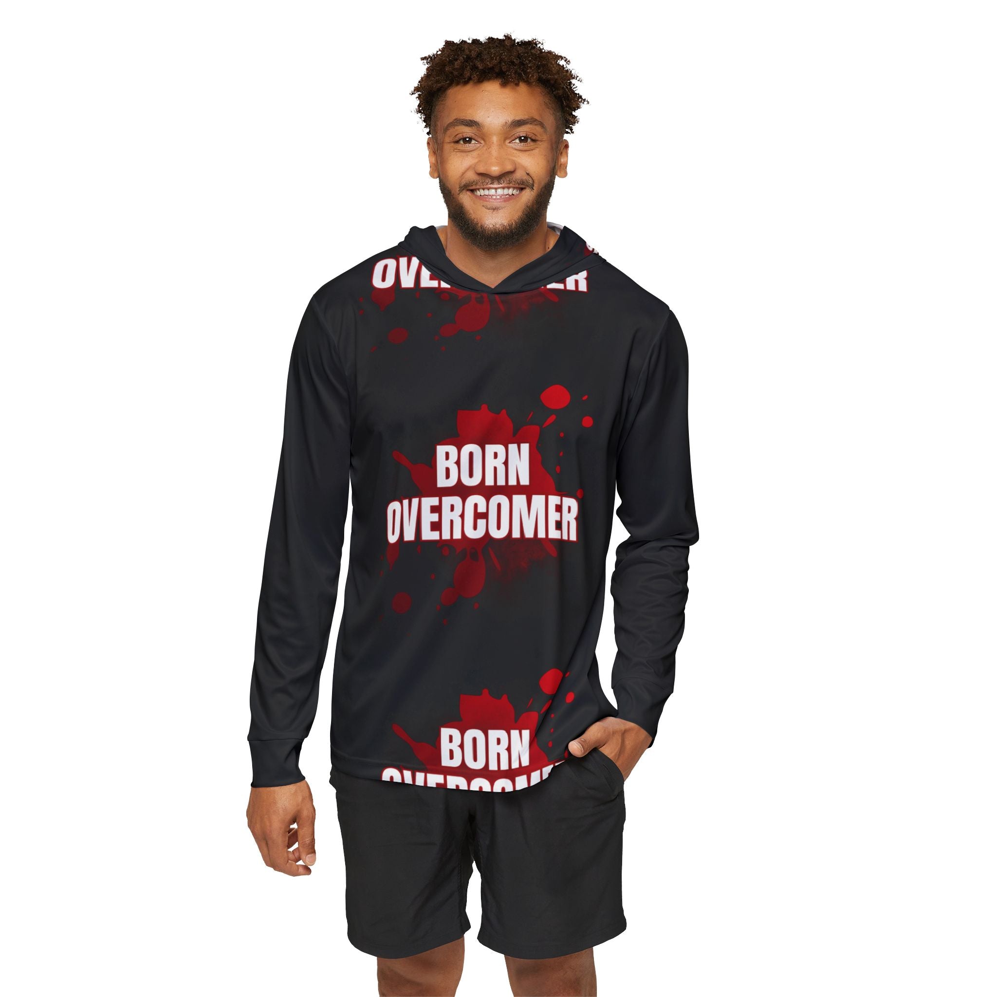 Collection of Born Overcomer Men's Sports Overcomer Hoodie - Empowering Activewear for Athletes in a gallery layout