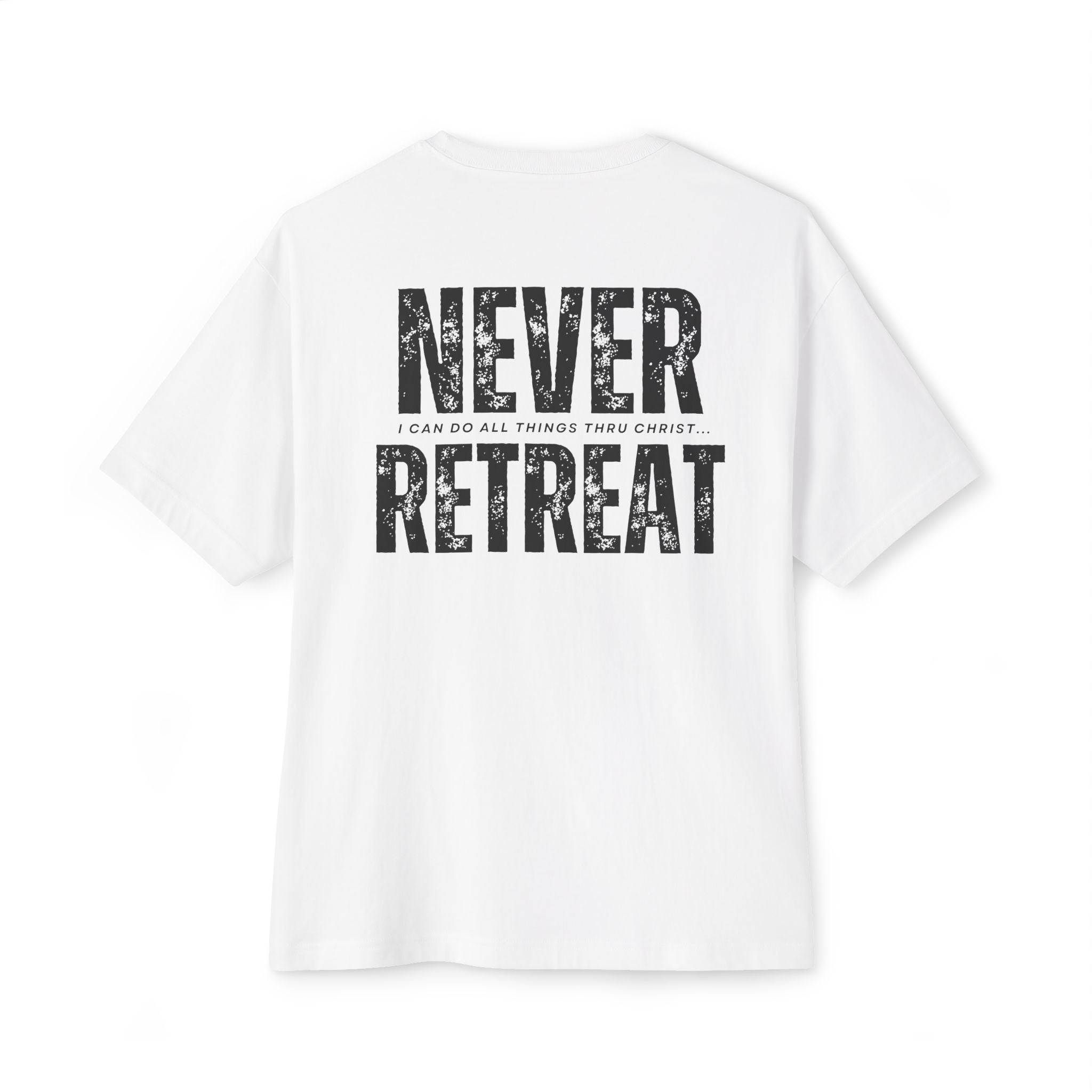 Collection of Motivational Oversized Tee - Never Retreat, Comfort Shirt, Casual Wear, Inspirational Gift, Unisex T-Shirt, Relaxed Fit in a gallery layout